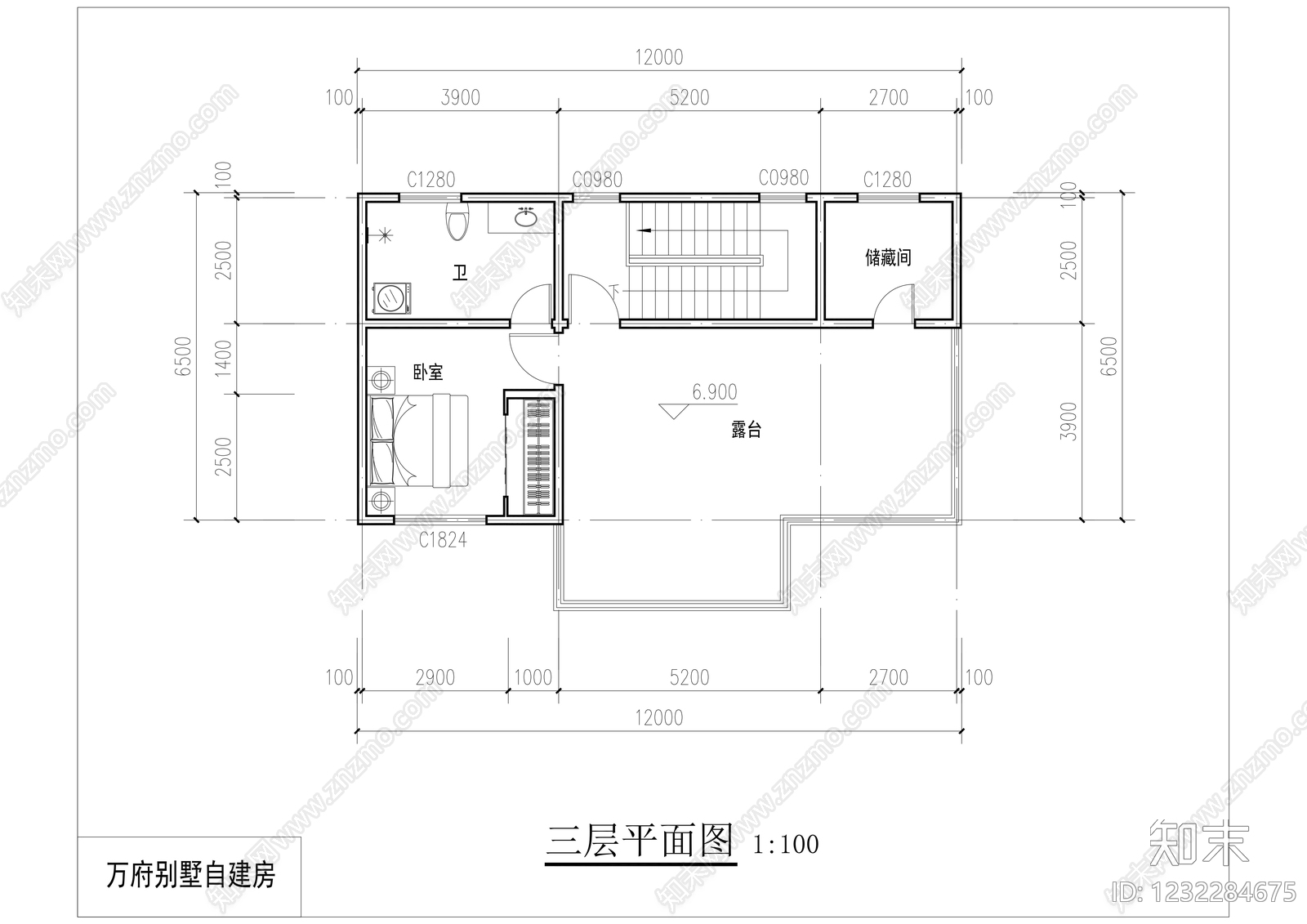 别墅建筑cad施工图下载【ID:1232284675】