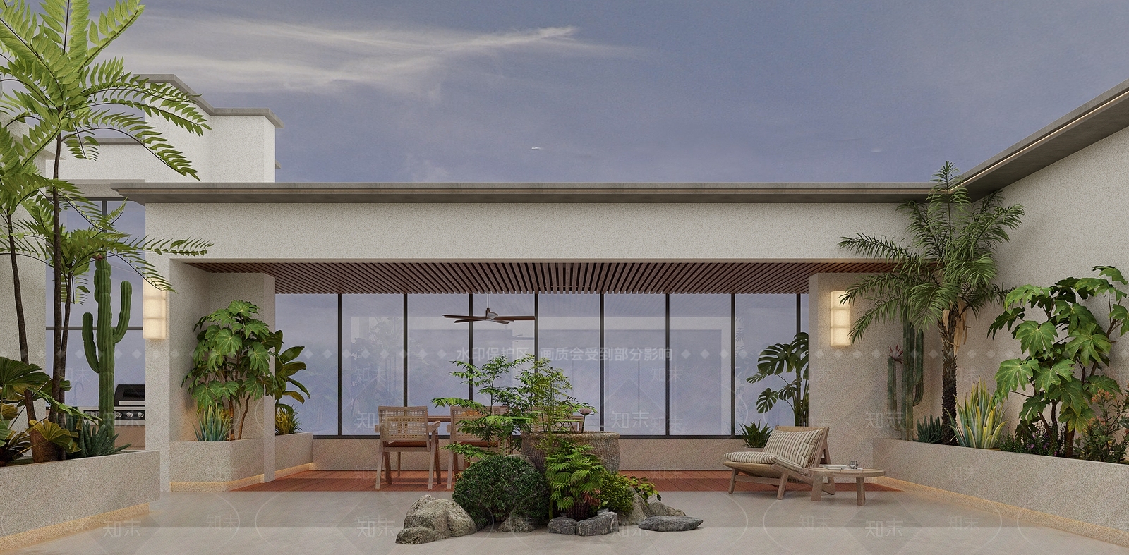 现代屋顶花园3D模型下载【ID:1232285013】