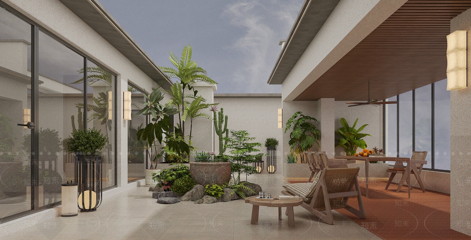 现代屋顶花园3D模型下载【ID:1232285013】