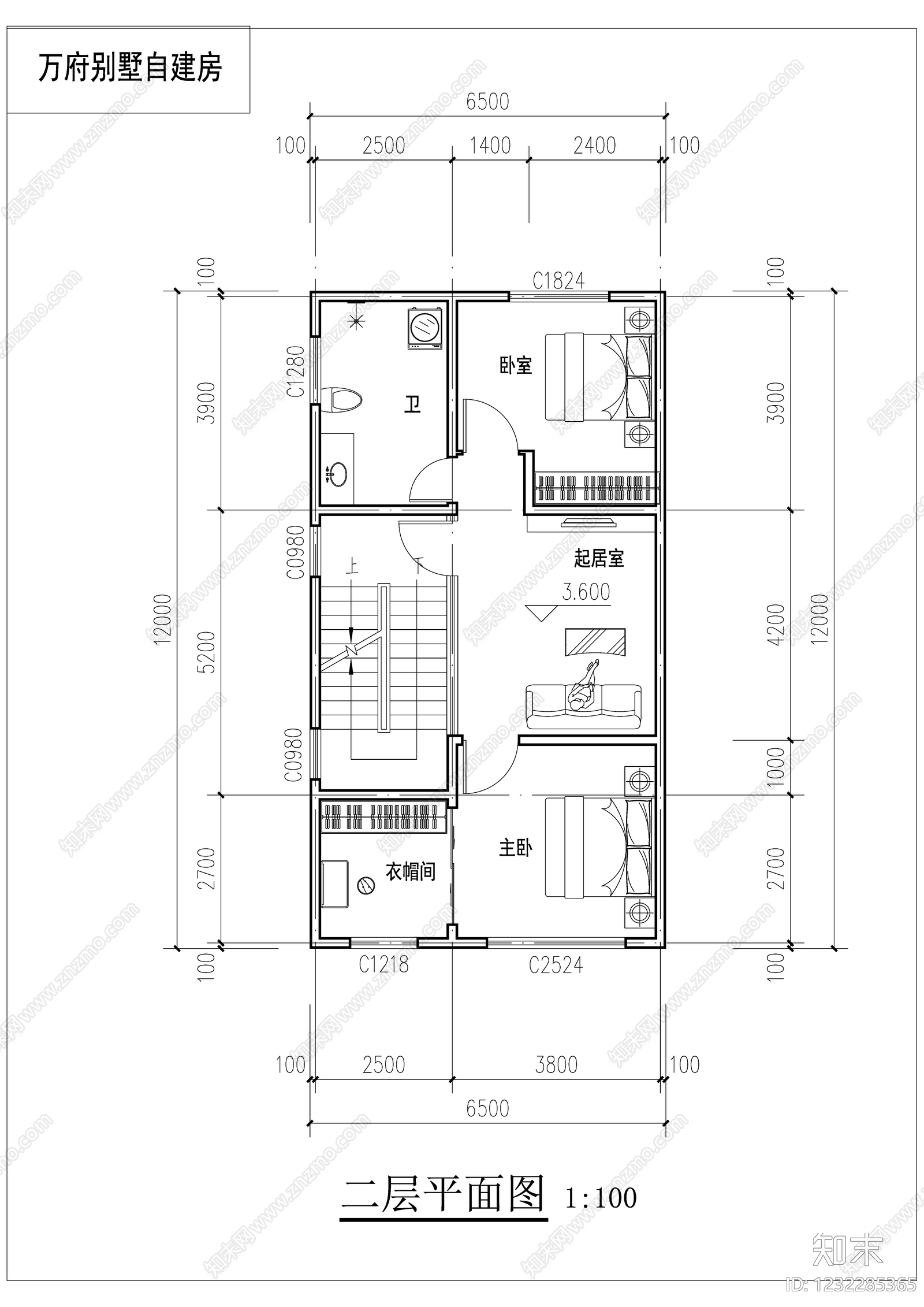 建筑平面布置图cad施工图下载【ID:1232285365】