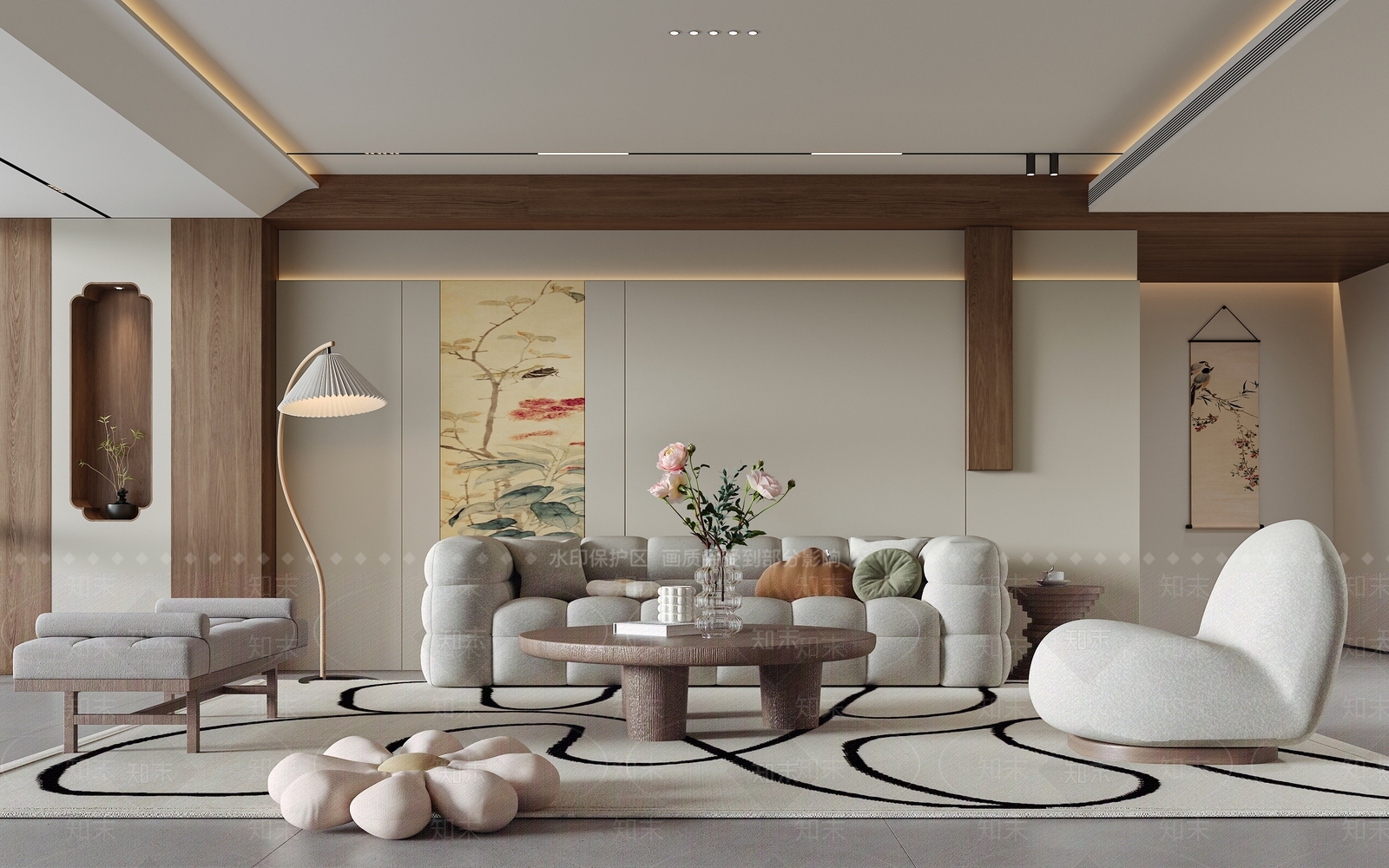 新中式家居客厅SU模型下载【ID:1232286211】