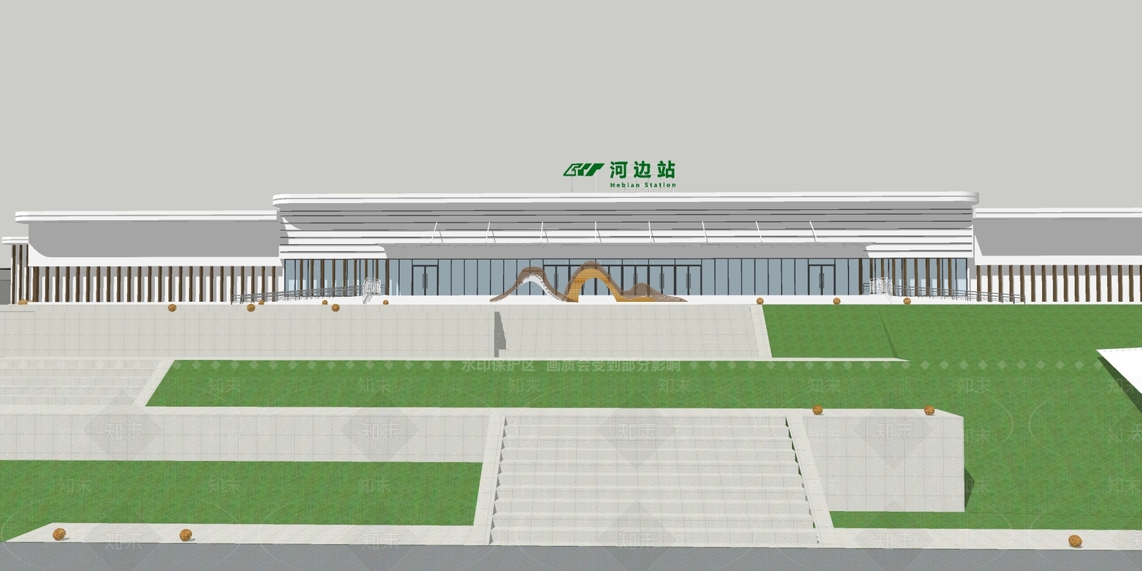 现代主义地铁站SU模型下载【ID:1232286532】