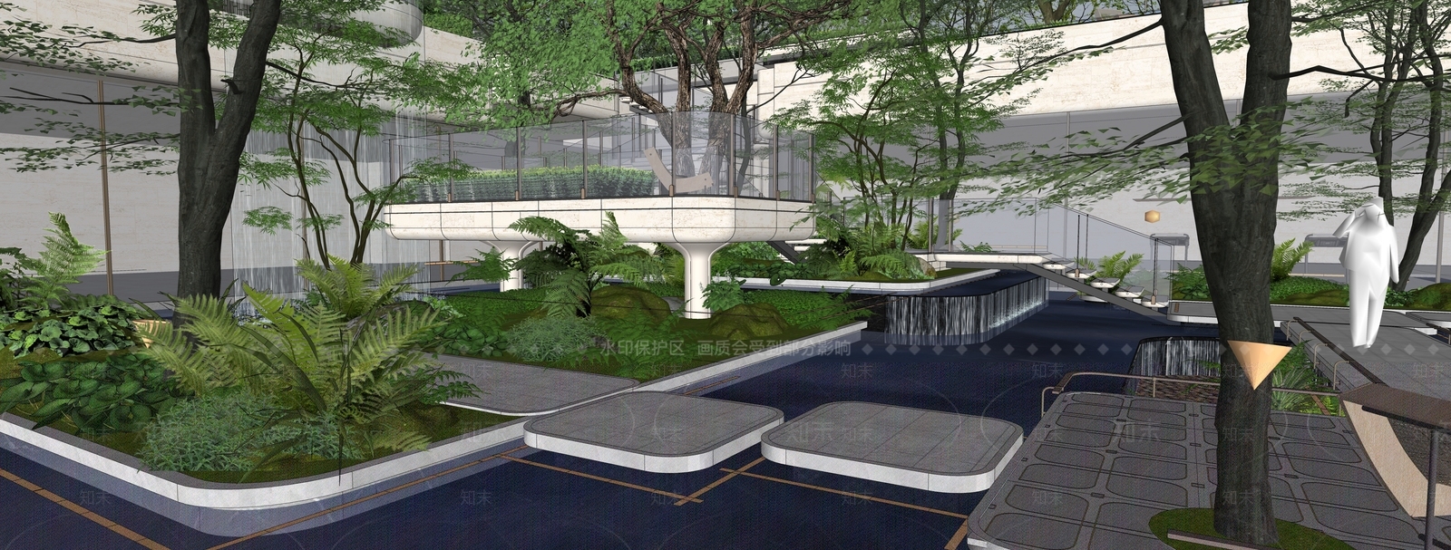 现代主义住宅区景观SU模型下载【ID:1232286832】