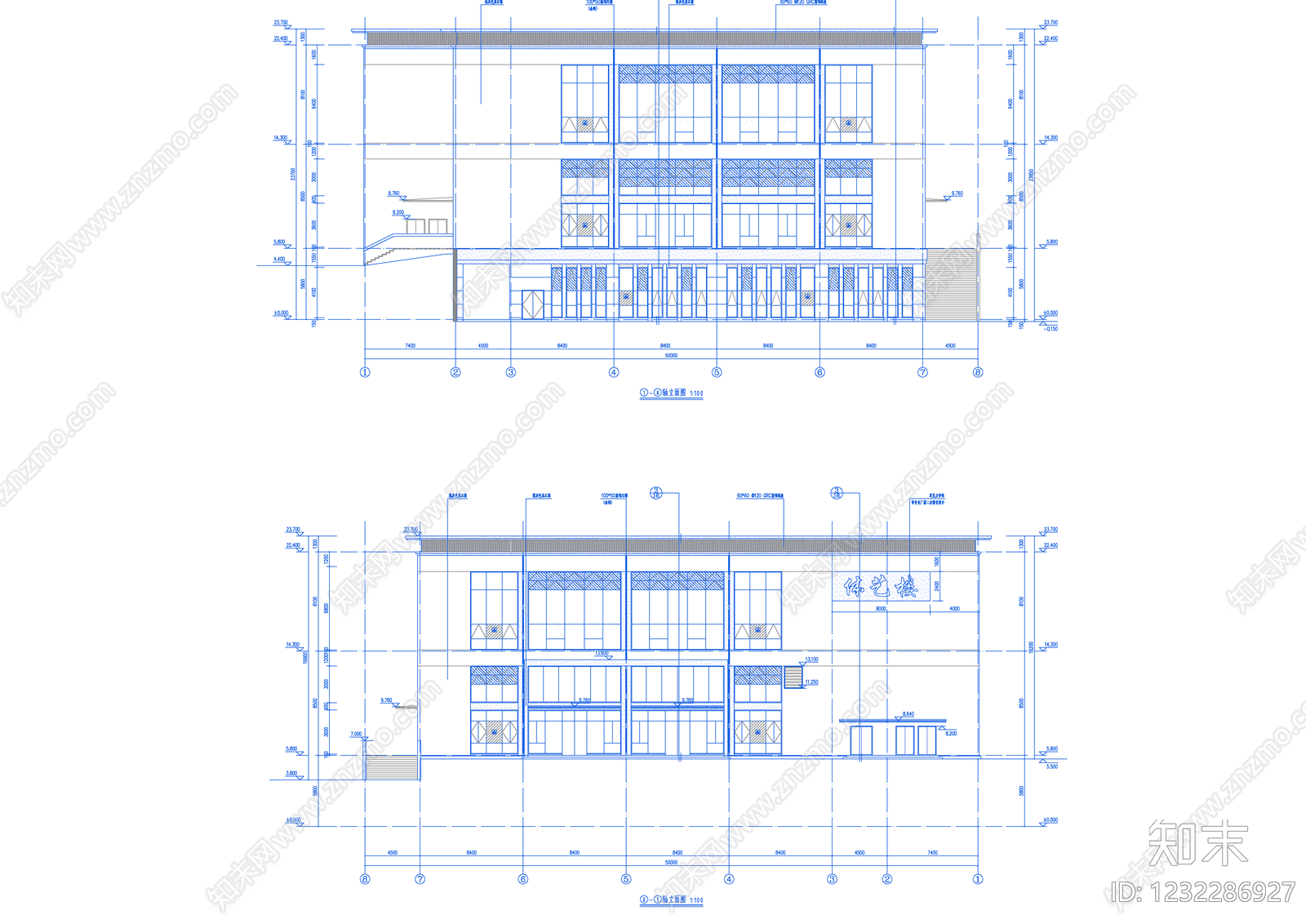 学校建筑cad施工图下载【ID:1232286927】