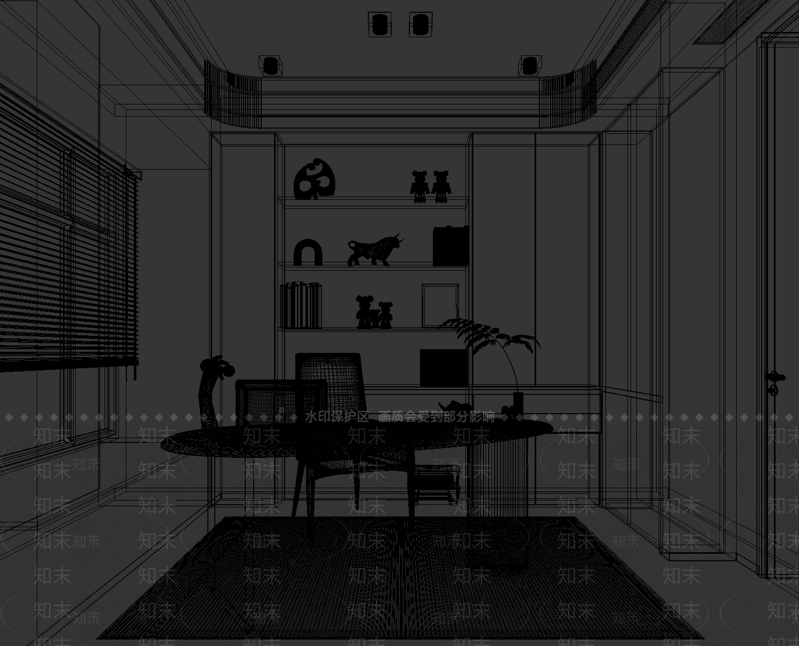 现代简约书房3D模型下载【ID:1232287985】