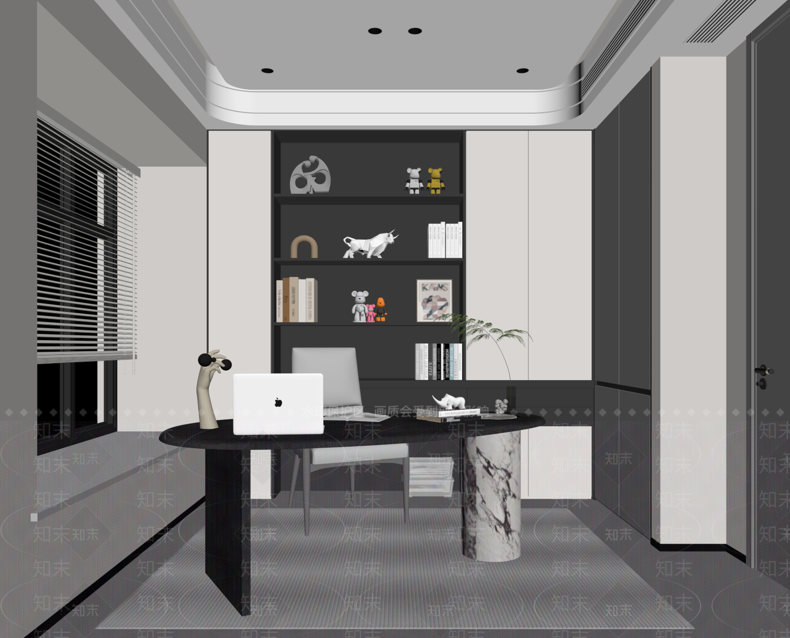 现代简约书房3D模型下载【ID:1232287985】