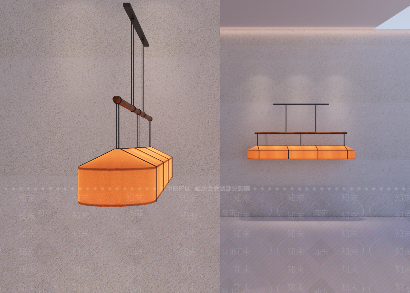 新中式长条吊灯3D模型下载【ID:1232288826】
