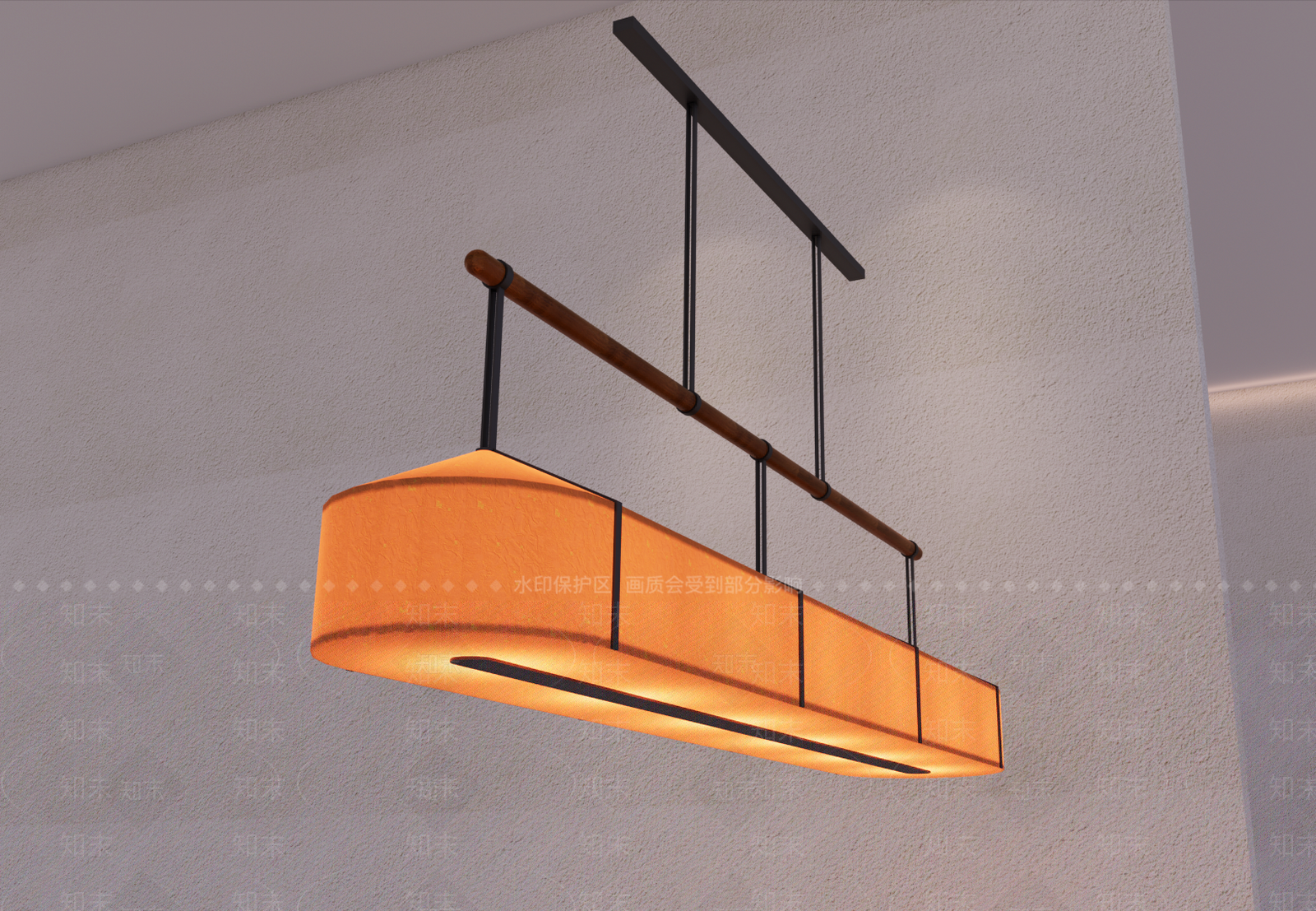 新中式长条吊灯3D模型下载【ID:1232288826】