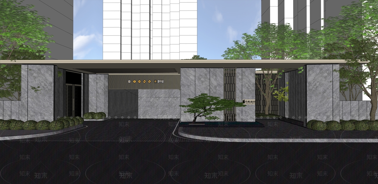 现代主义小区景观SU模型下载【ID:1232290252】