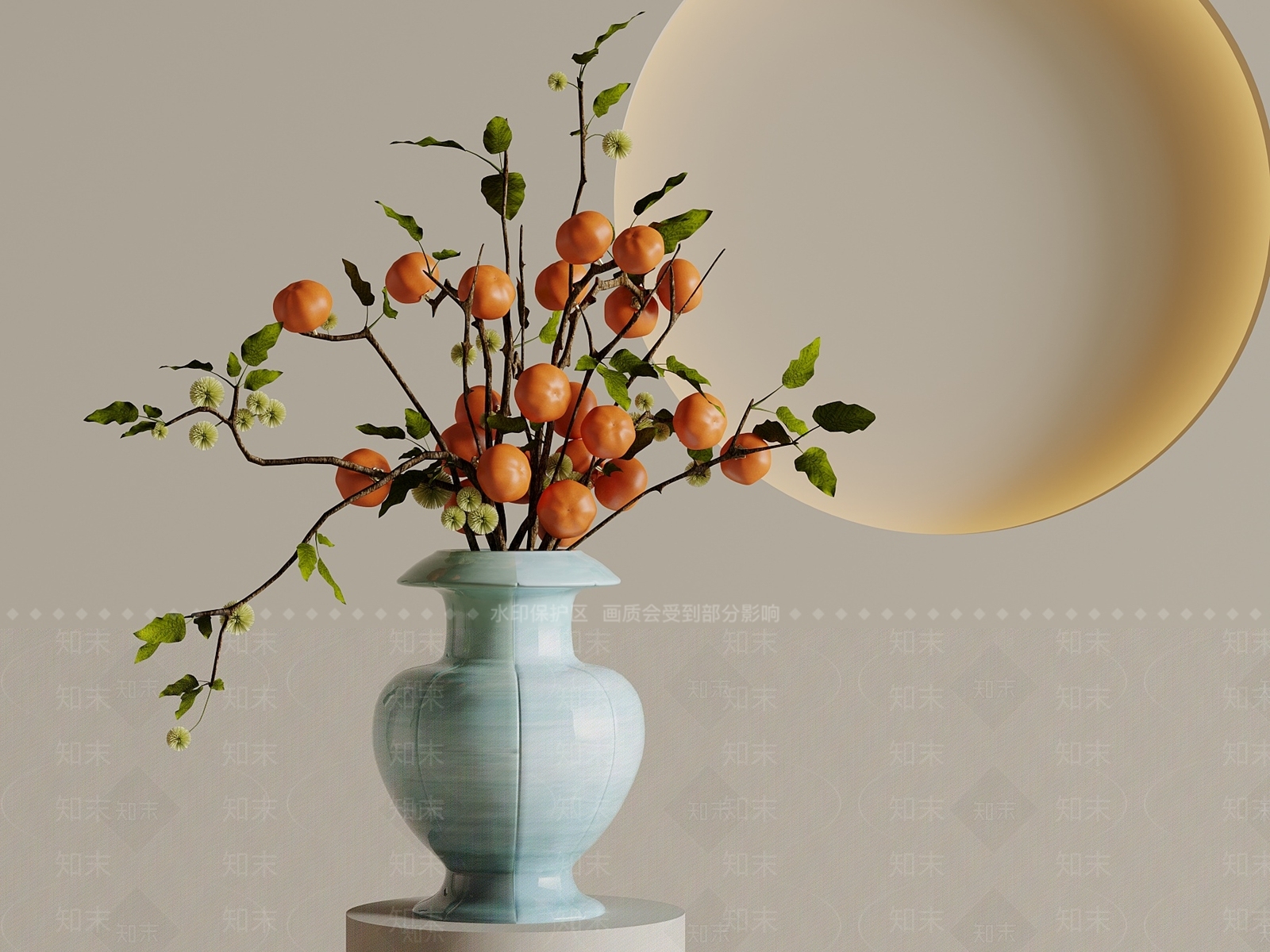 新中式花艺3D模型下载【ID:1232291328】