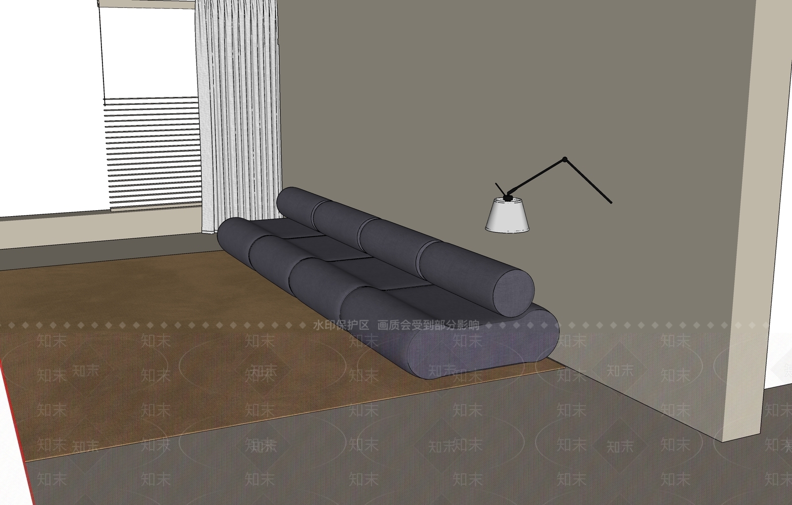 极简三人沙发SU模型下载【ID:1232292821】