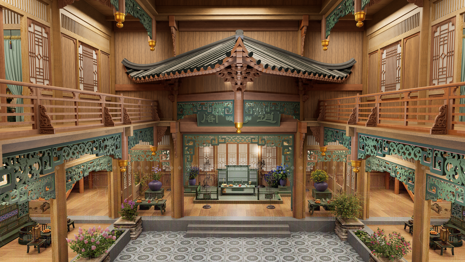 中式古建筑SU模型下载【ID:1232294974】