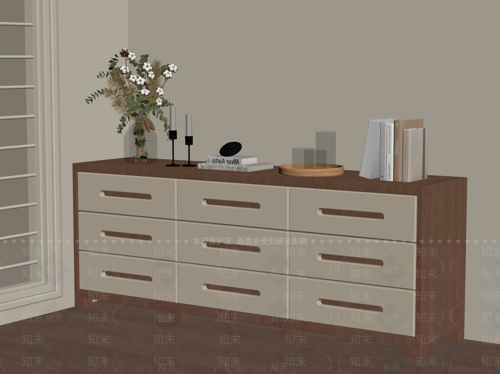 原木风斗柜SU模型下载【ID:1232295258】
