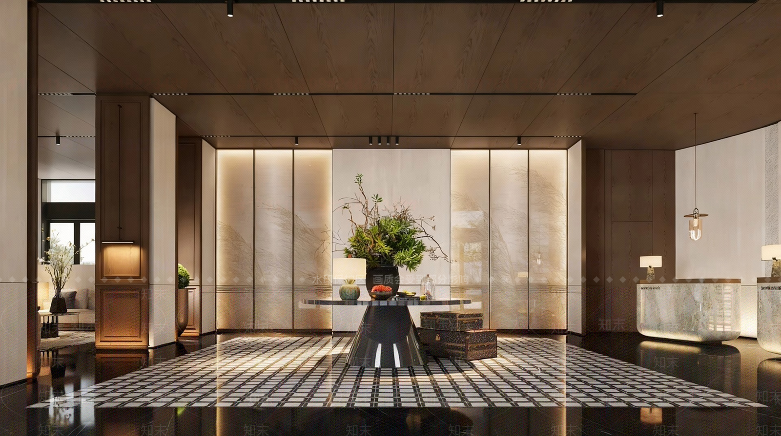 新中式售楼处SU模型下载【ID:1232295883】