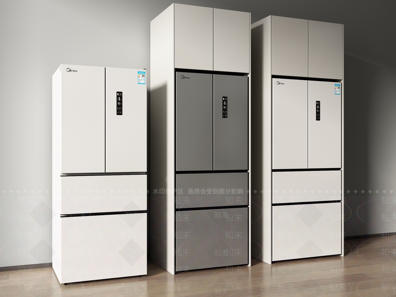 现代简约冰箱3D模型渲染效果图