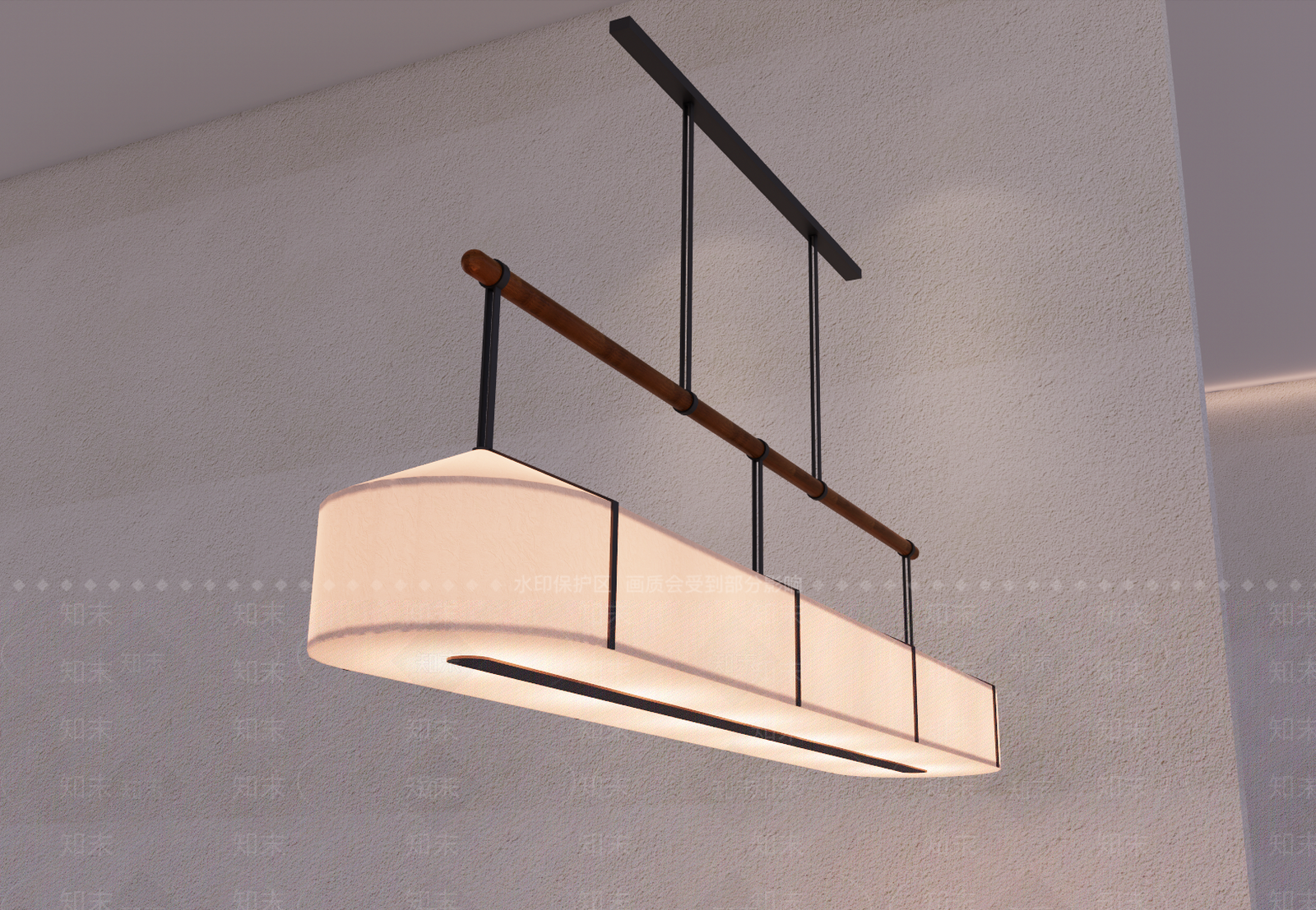 新中式长条吊灯3D模型下载【ID:1232296383】
