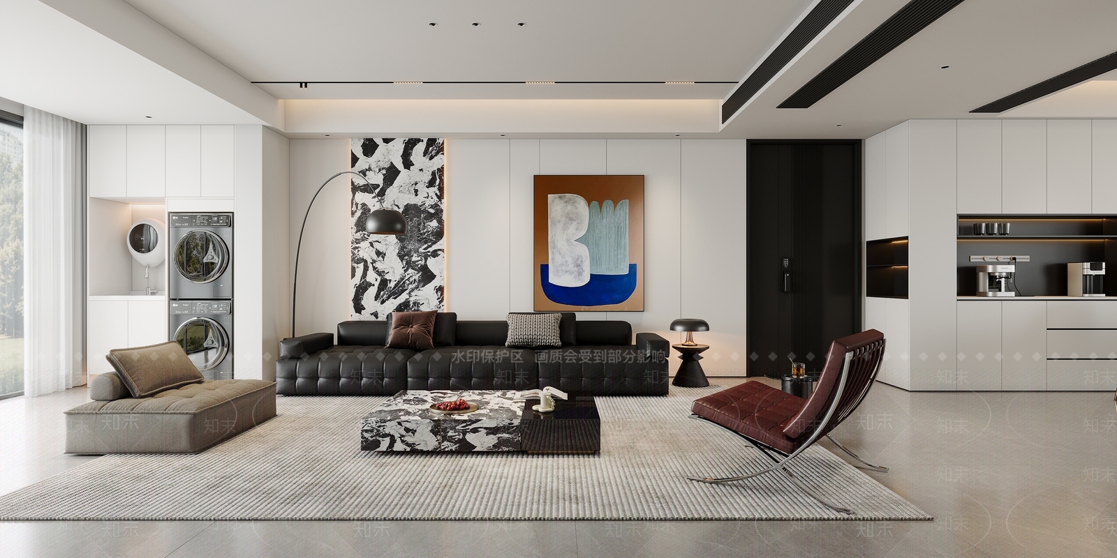 意式极简家居客厅3D模型下载【ID:1232296361】