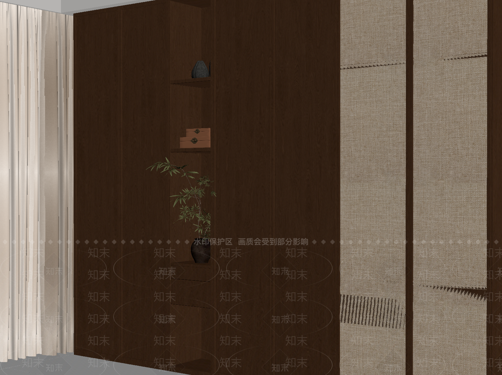新中式衣柜SU模型下载【ID:1232296427】