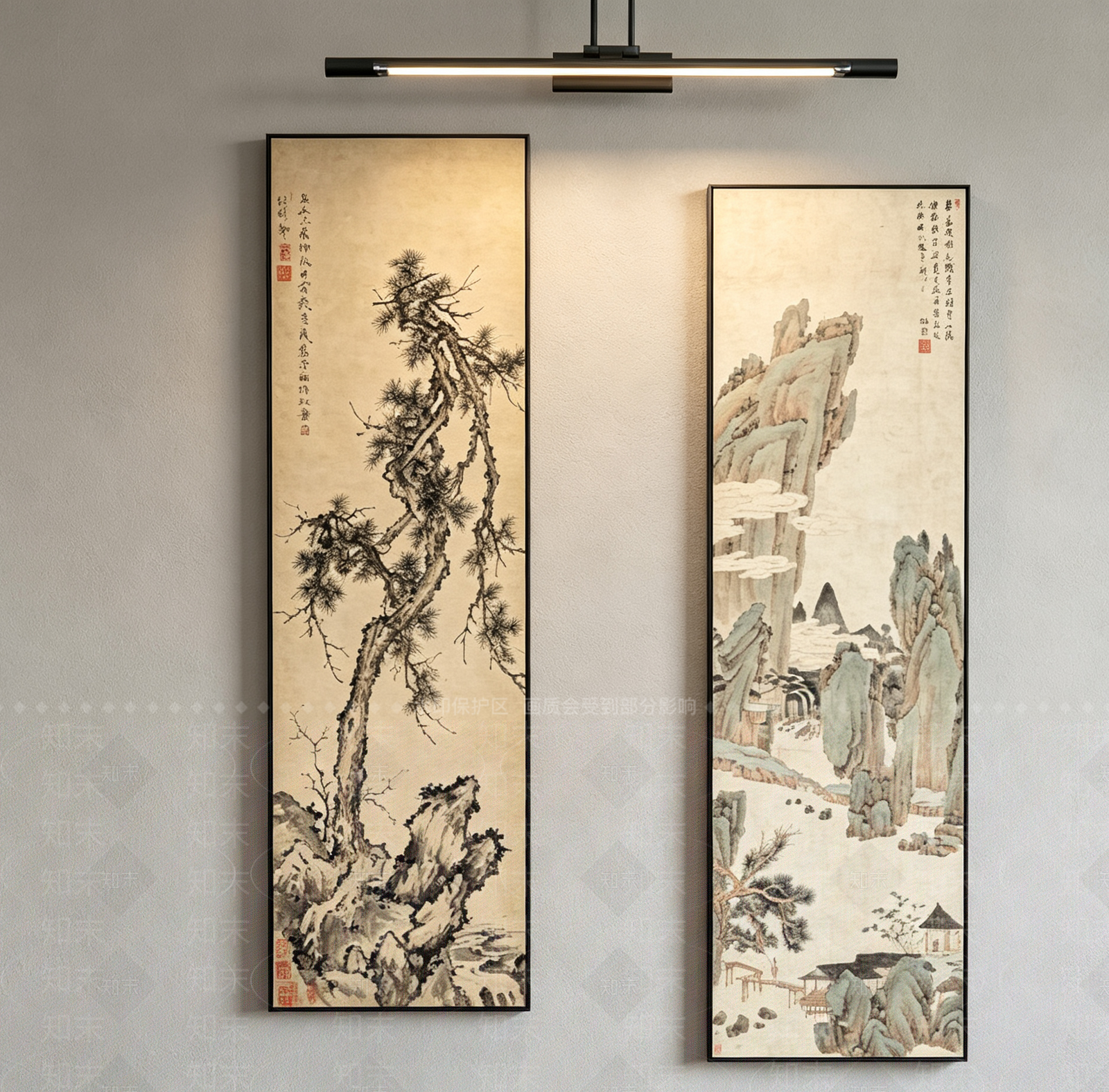 新中式山水画3D模型下载【ID:1232296538】