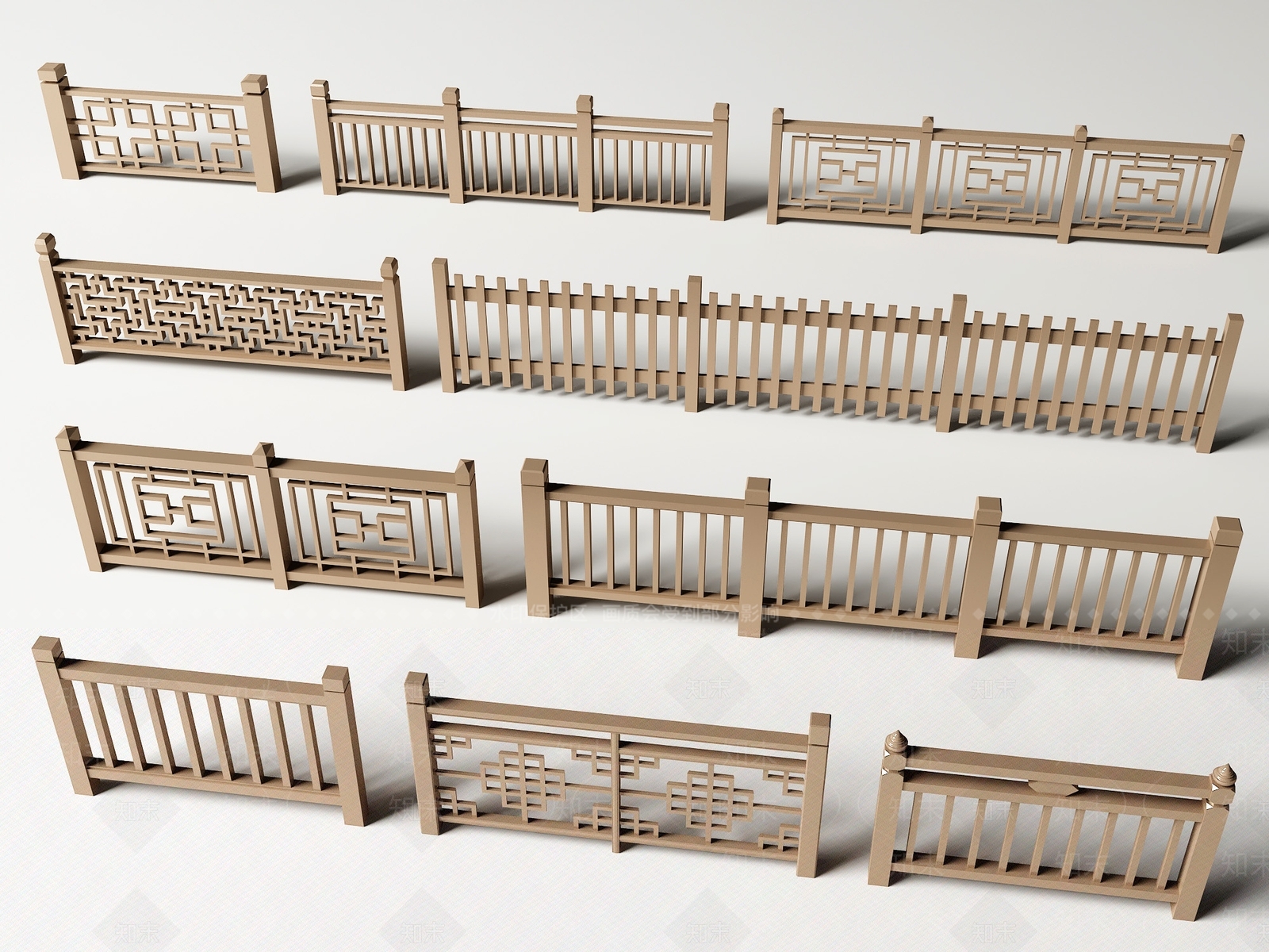 新中式栏杆3D模型下载【ID:1232297714】