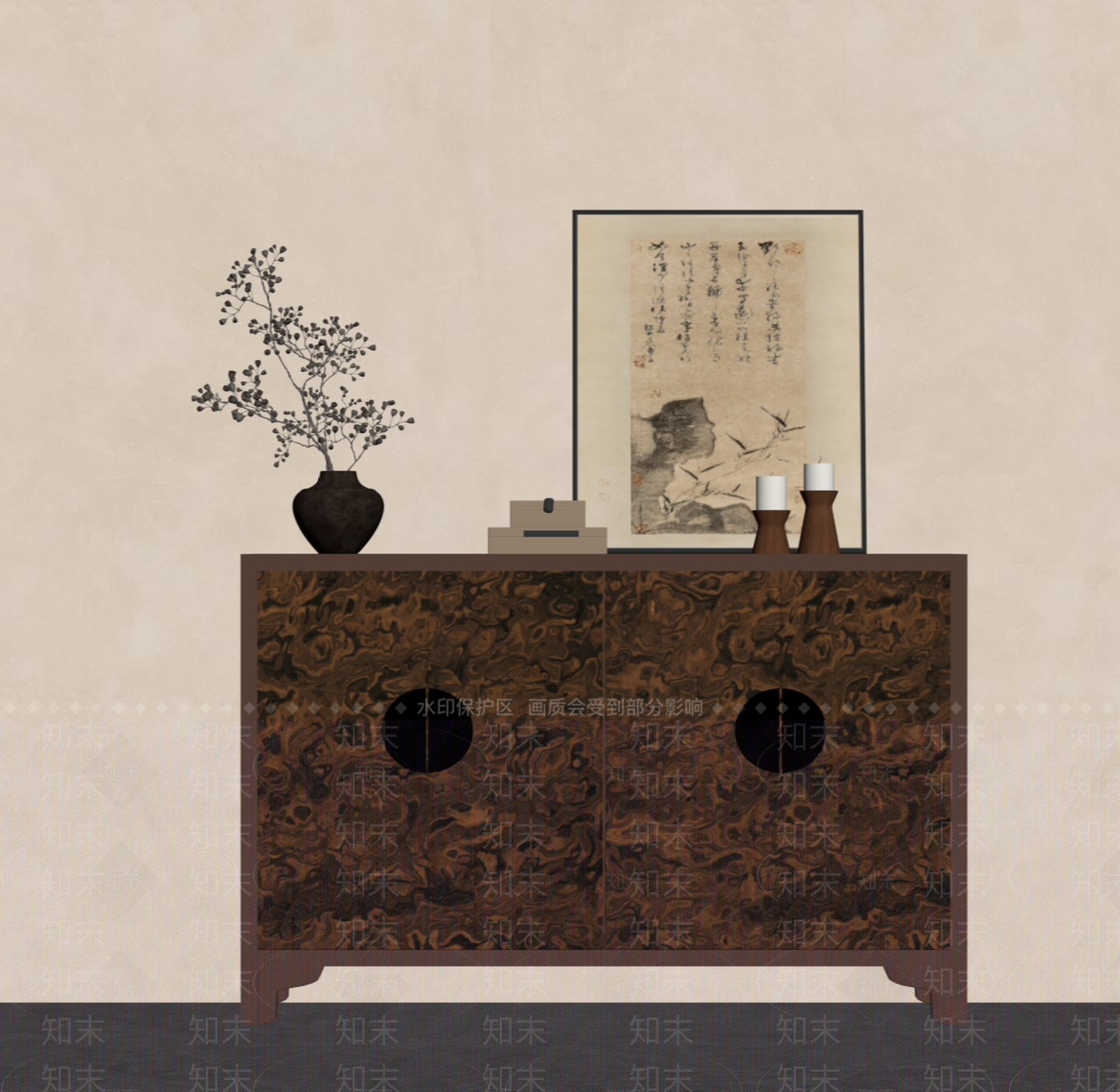 中古风玄关柜SU模型下载【ID:1232298141】