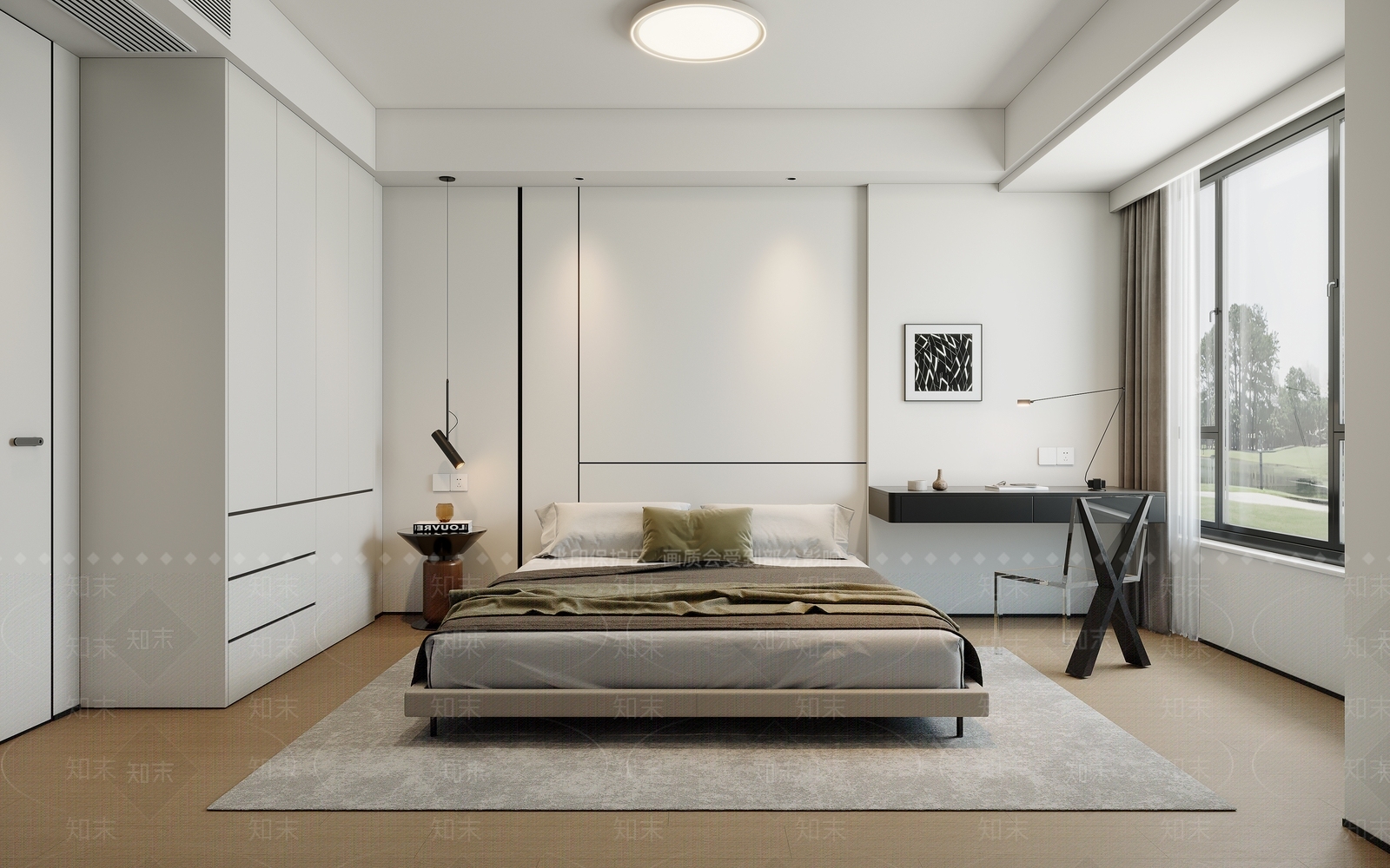 现代简约主卧3D模型下载【ID:1232297945】