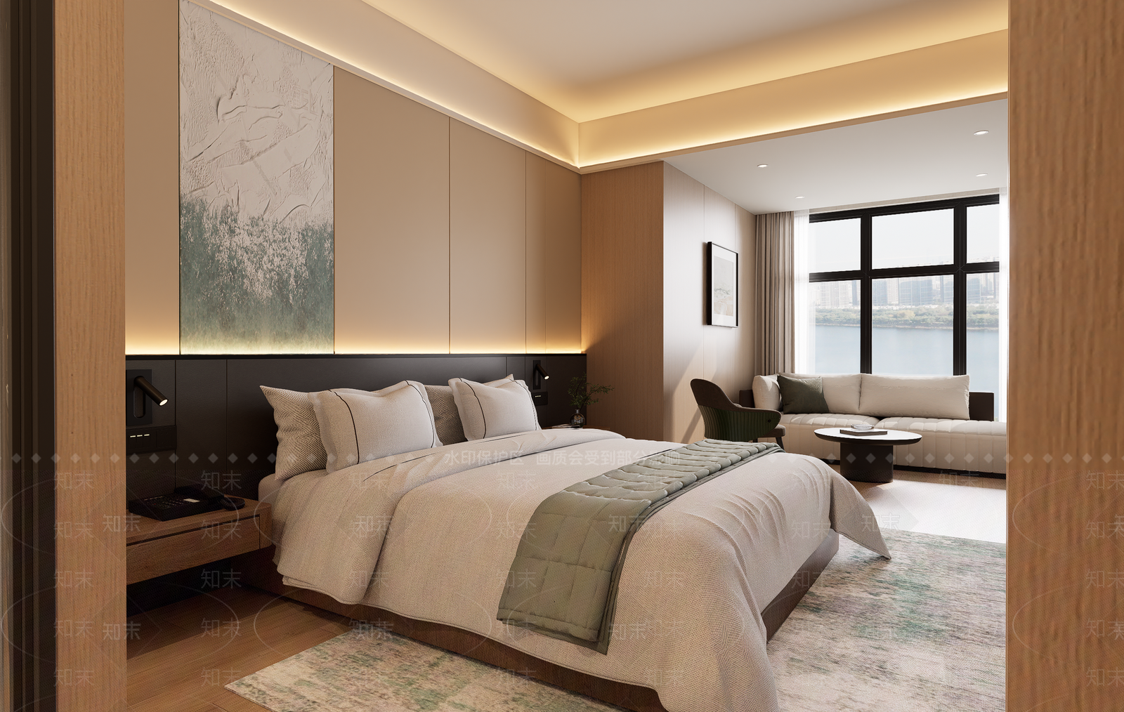 现代简约酒店客房SU模型下载【ID:1232298460】