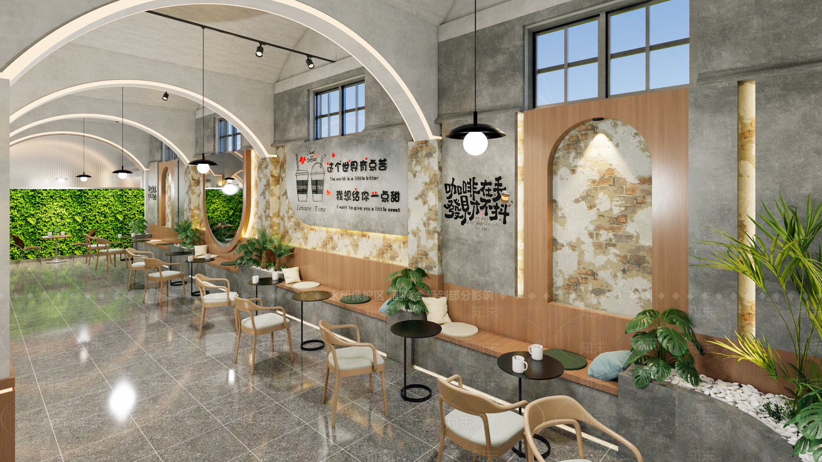 工业风咖啡厅SU模型下载【ID:1232298781】