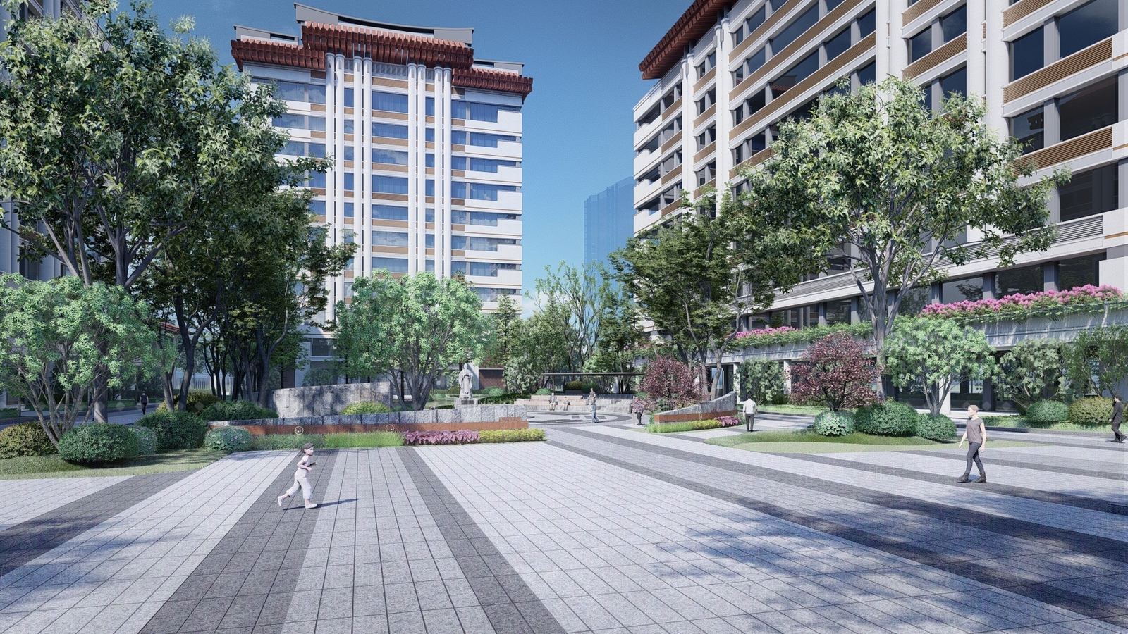 新中式景观医疗康养景观SU模型下载【ID:1232299768】