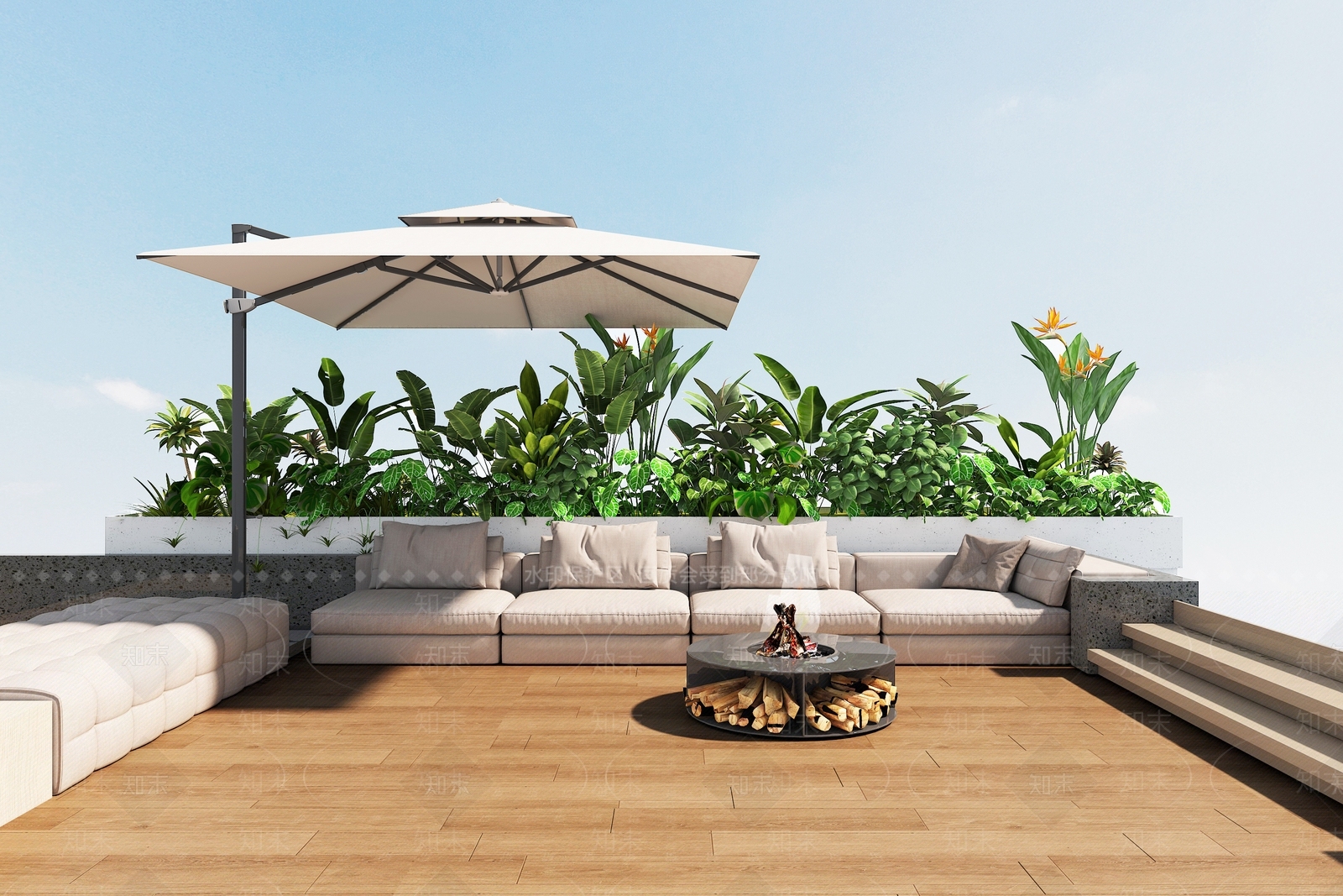 现代简约屋顶花园3D模型下载【ID:1232299845】