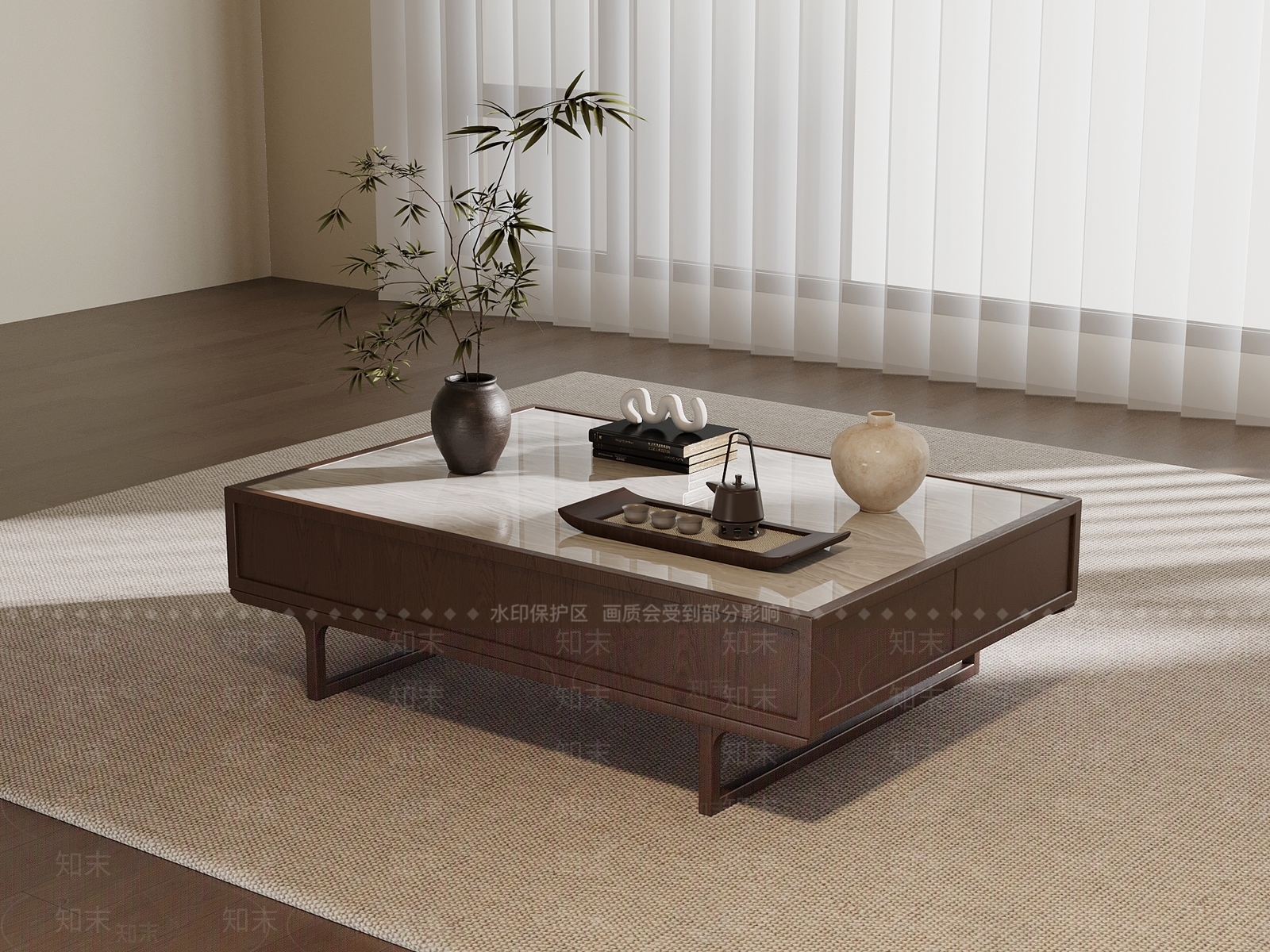新中式茶几3D模型下载【ID:1232300343】