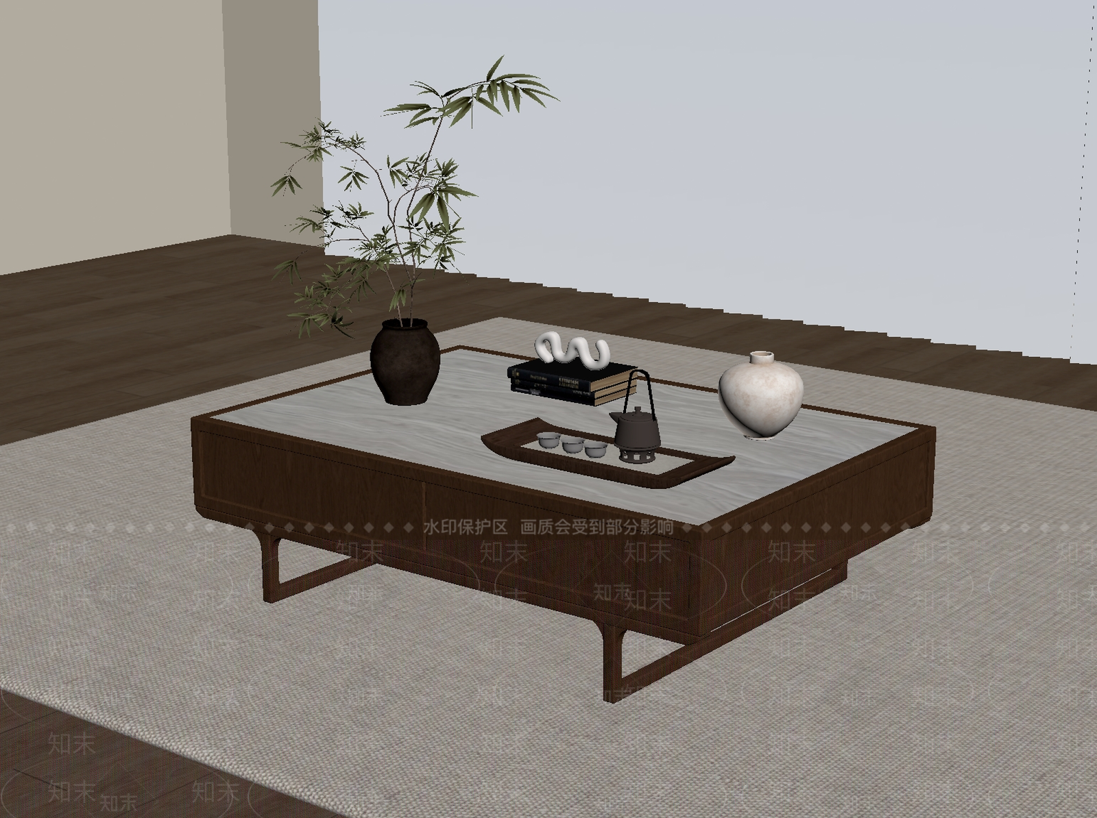 新中式边几SU模型下载【ID:1232300316】