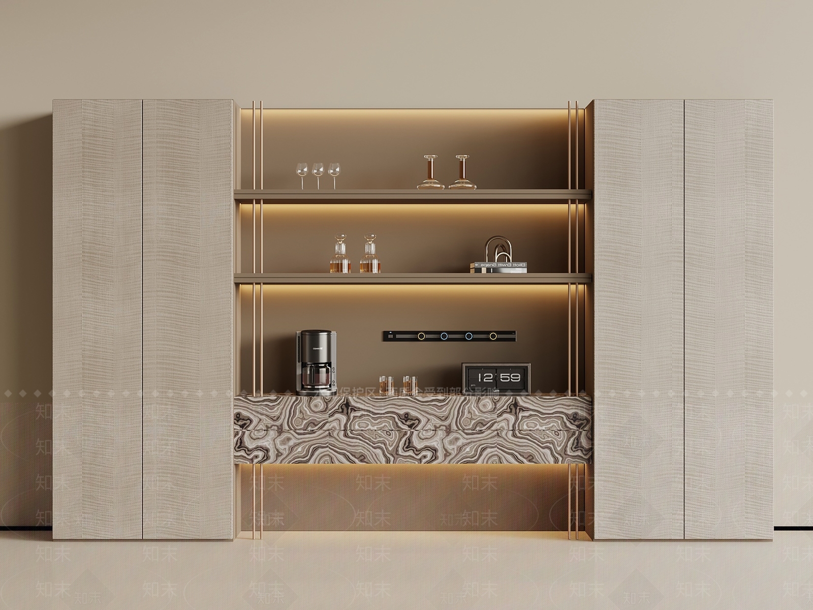 轻奢酒柜3D模型下载【ID:1232300813】