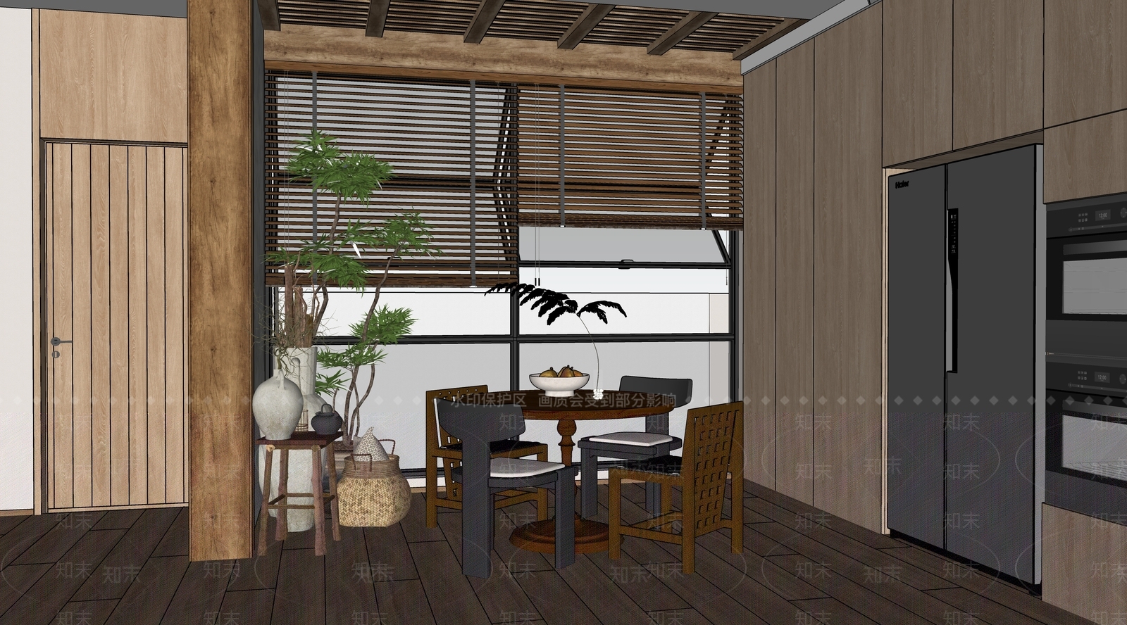 日式家居餐厅SU模型下载【ID:1232300858】