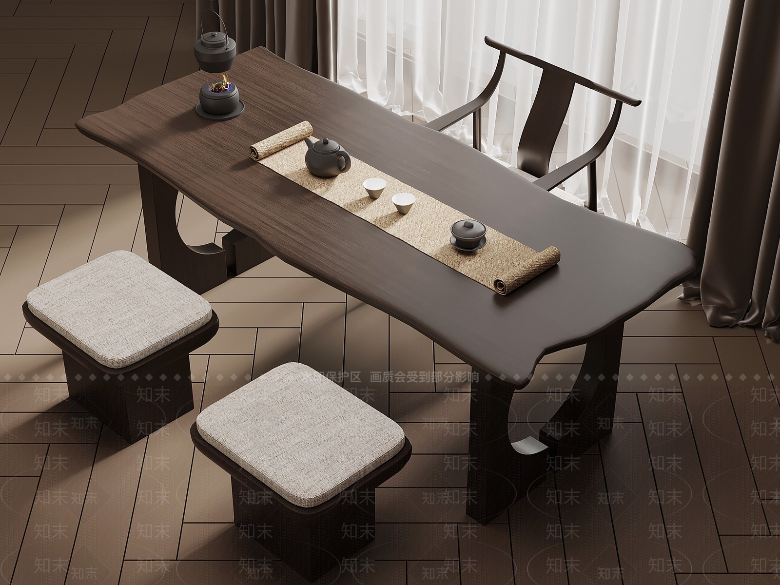 新中式茶桌椅3D模型下载【ID:1232301093】