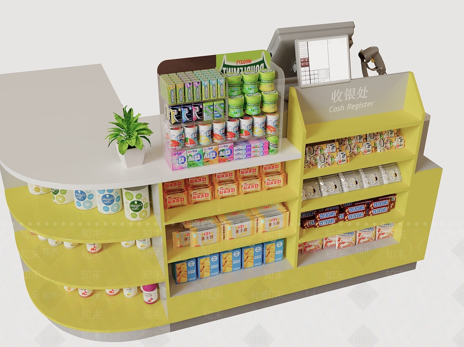 现代收银台3D模型下载【ID:1232301144】