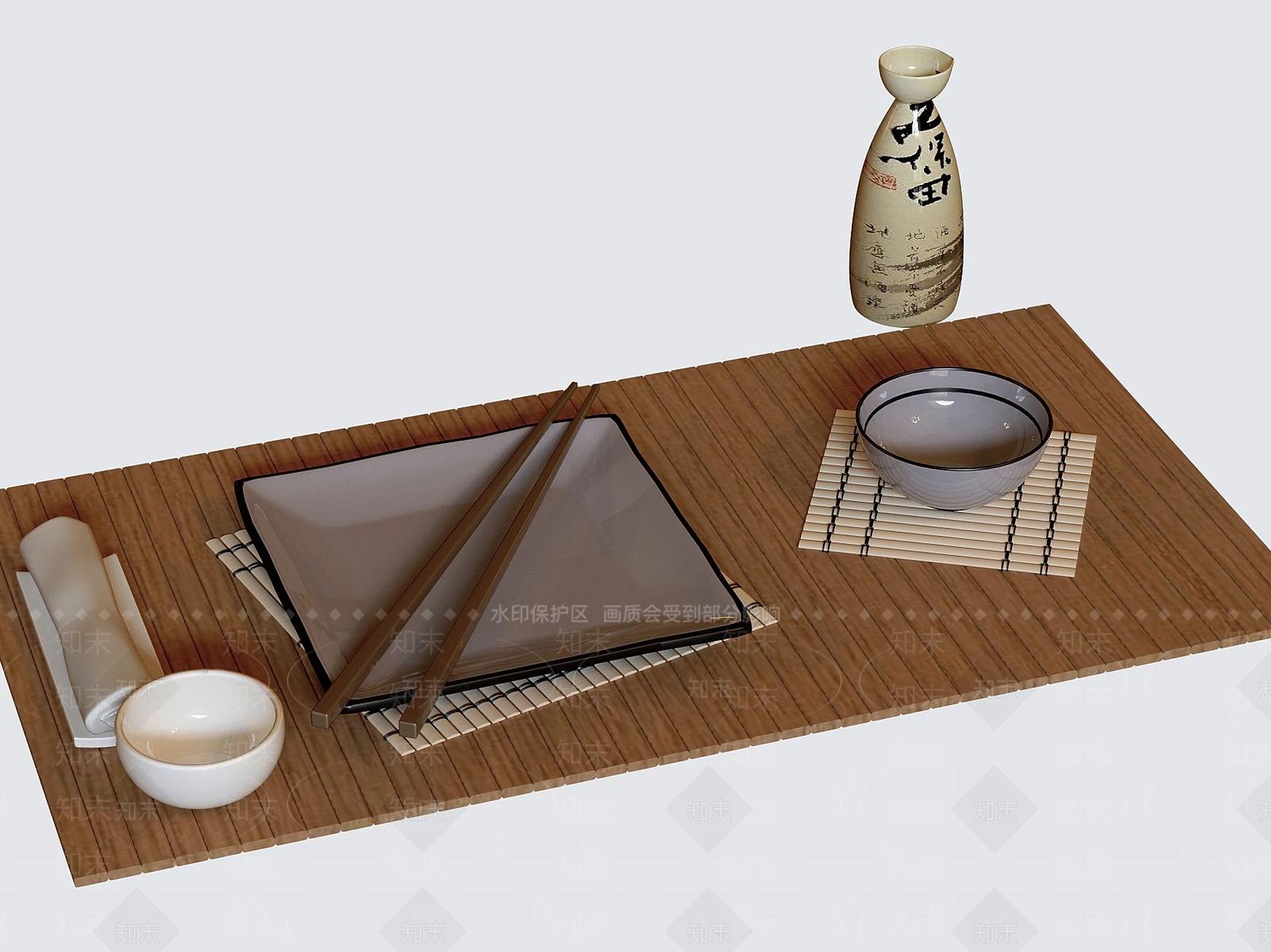 日式餐具3D模型下载【ID:1232301422】