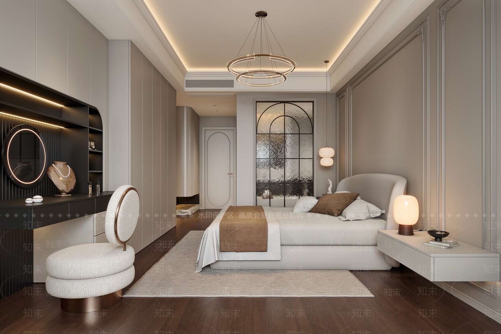 轻奢主卧3D模型下载【ID:1232301802】