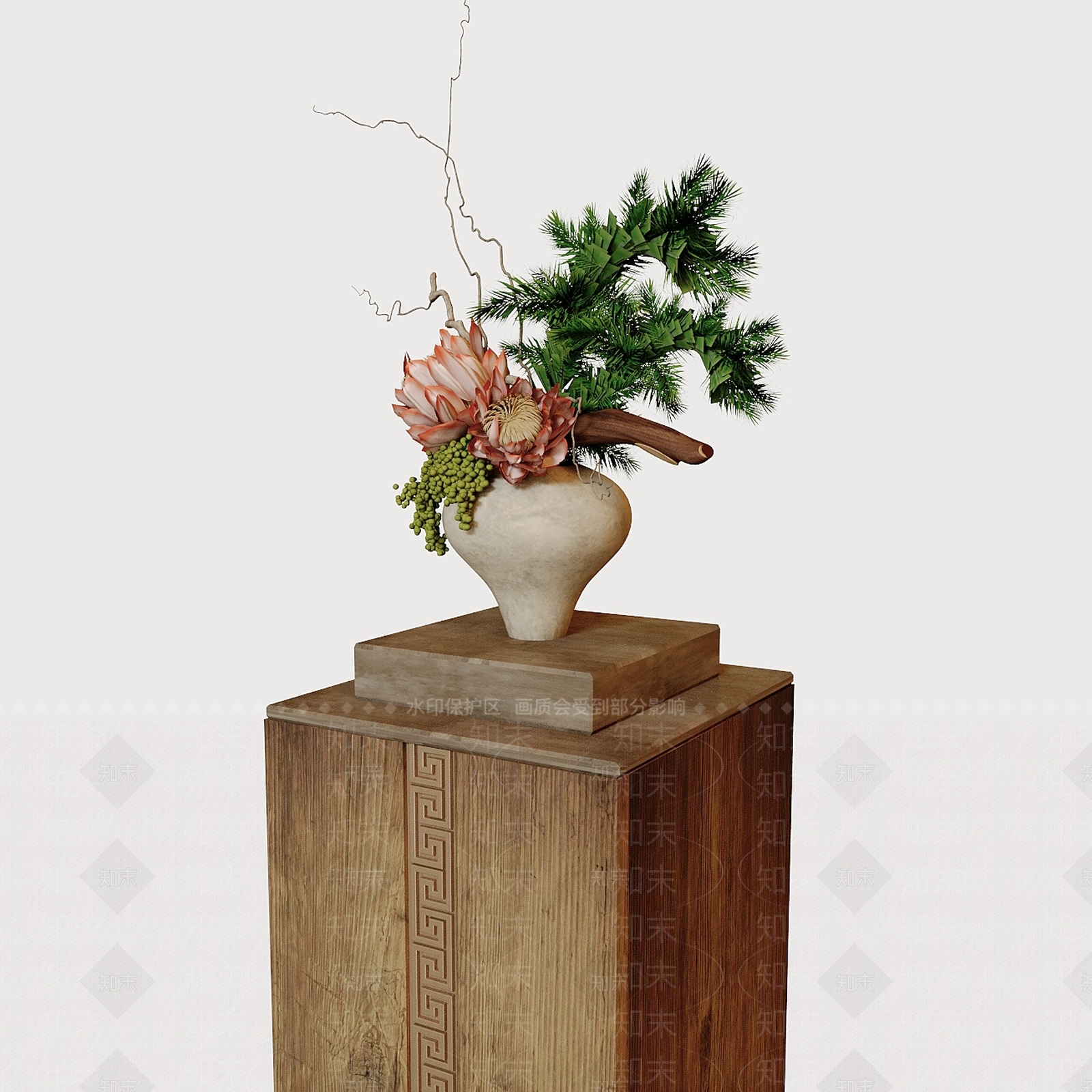 新中式花艺3D模型下载【ID:1232301839】