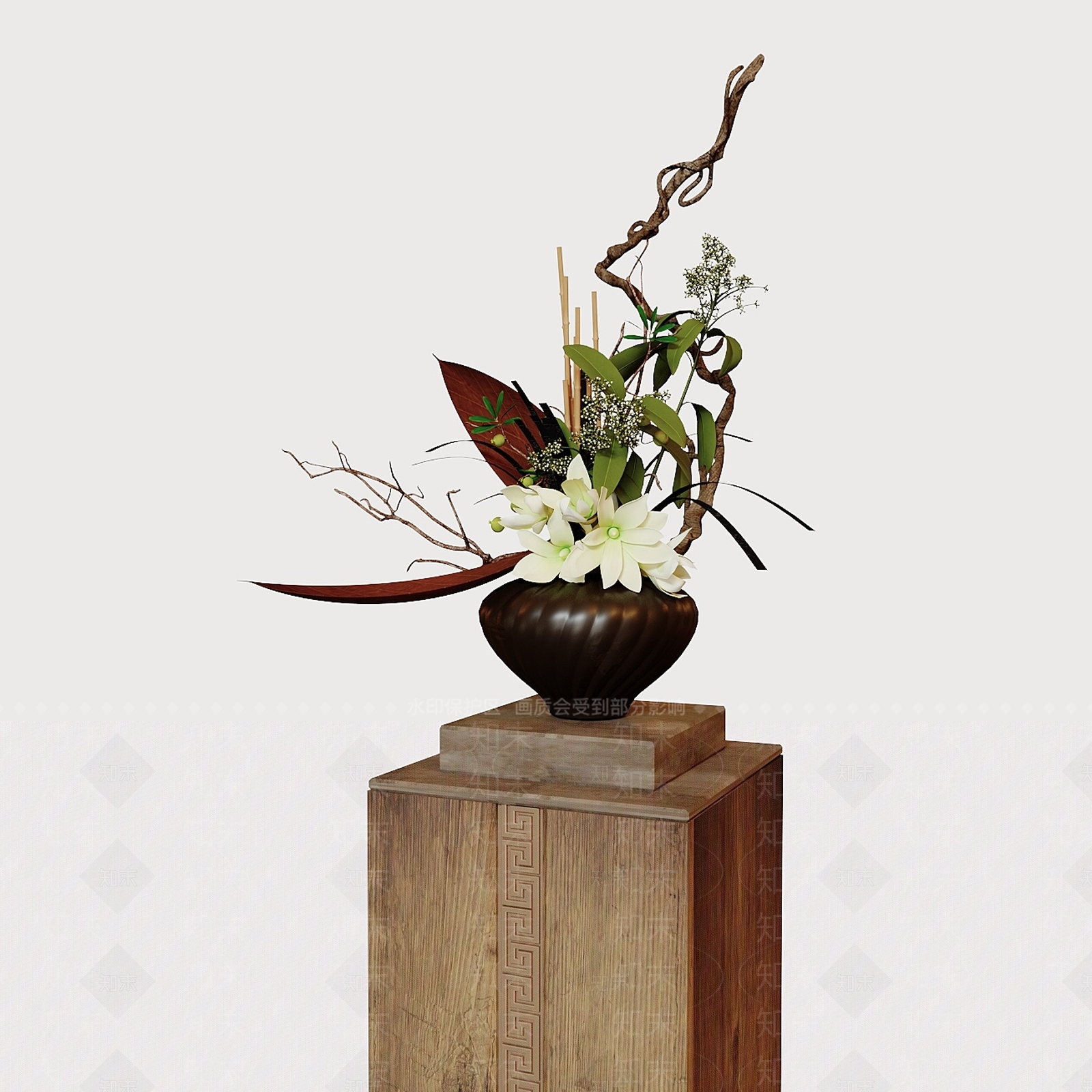 新中式花艺3D模型下载【ID:1232301944】