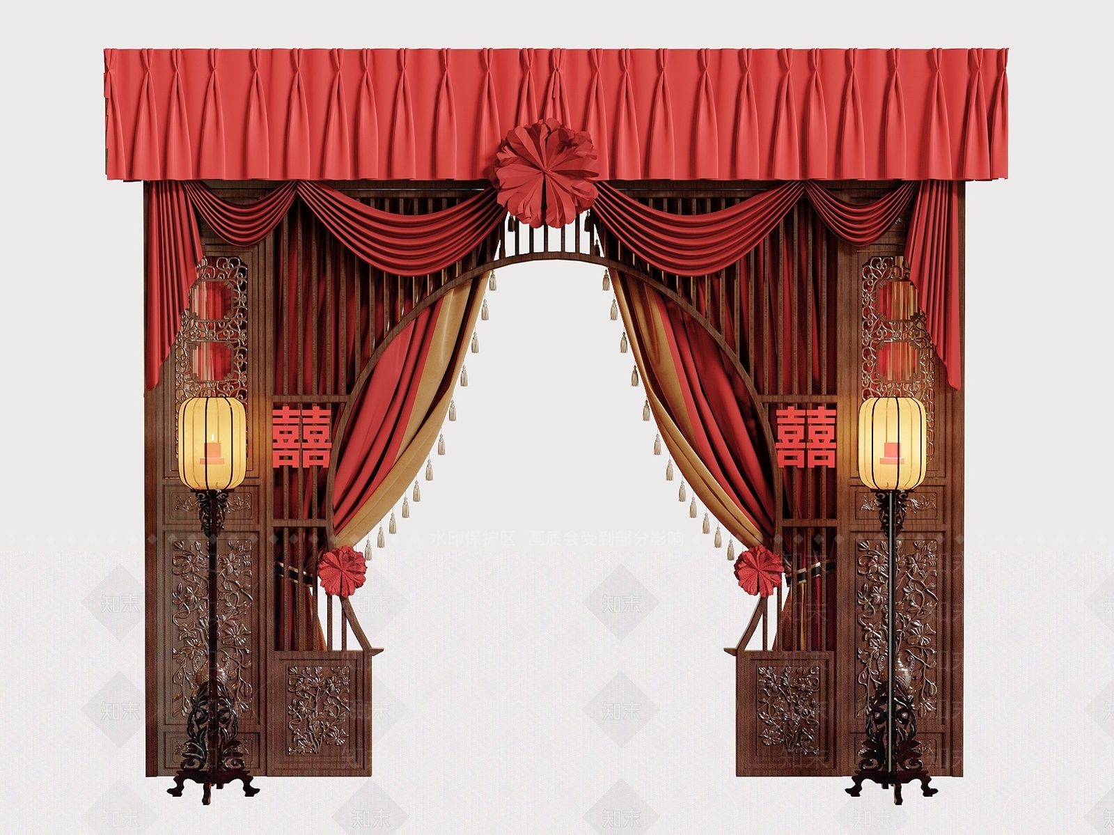 中式活动门头3D模型下载【ID:1232301959】