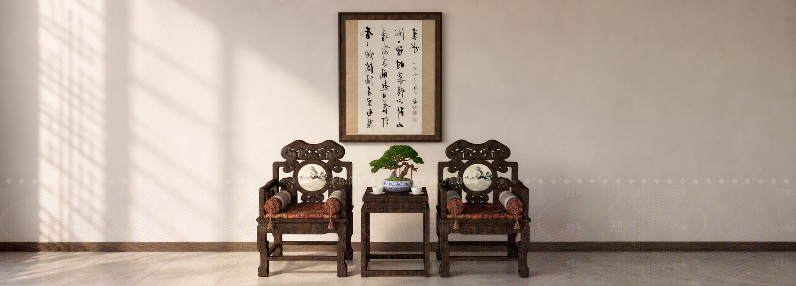 中式休闲桌椅SU模型草图