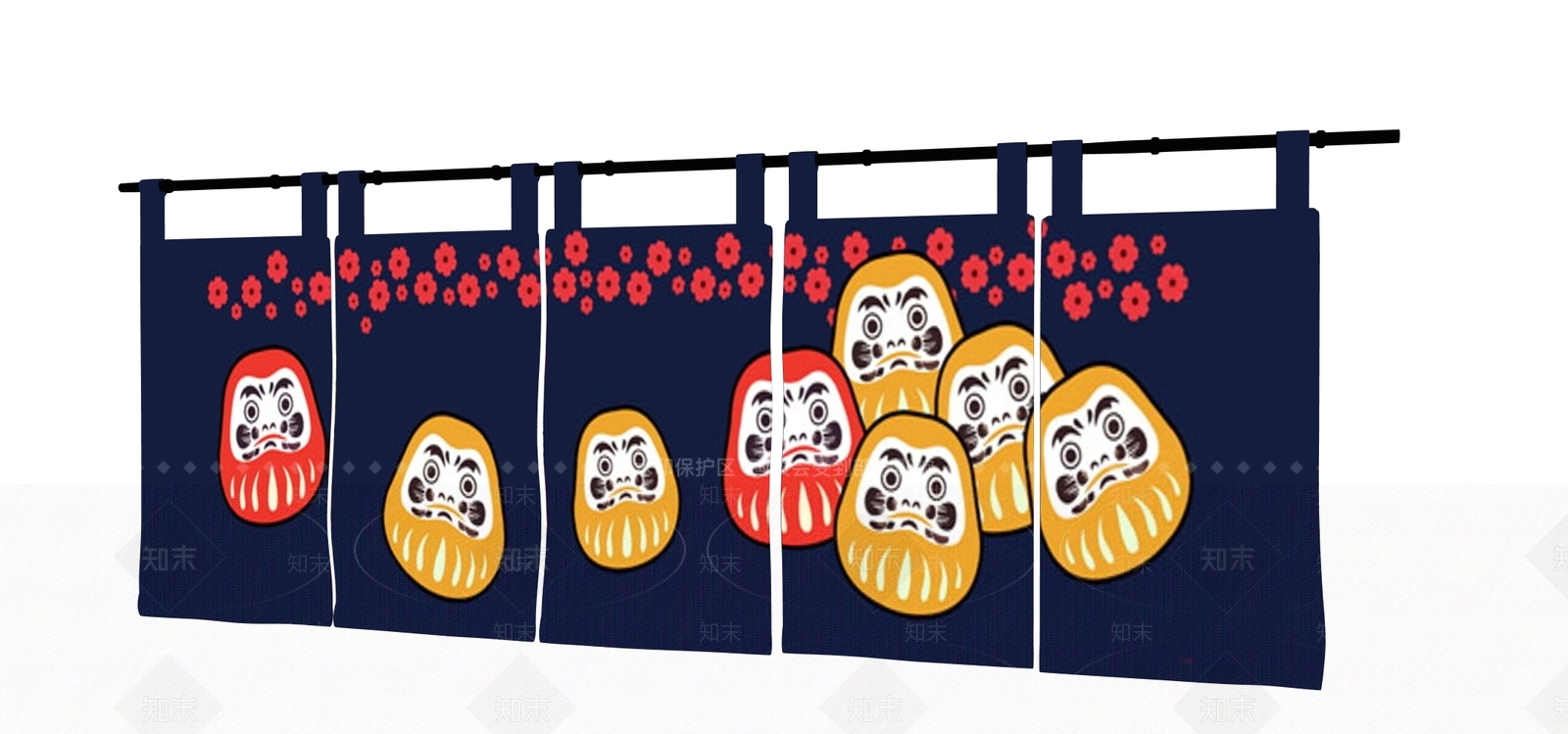 日式窗帘SU模型下载【ID:1232303082】