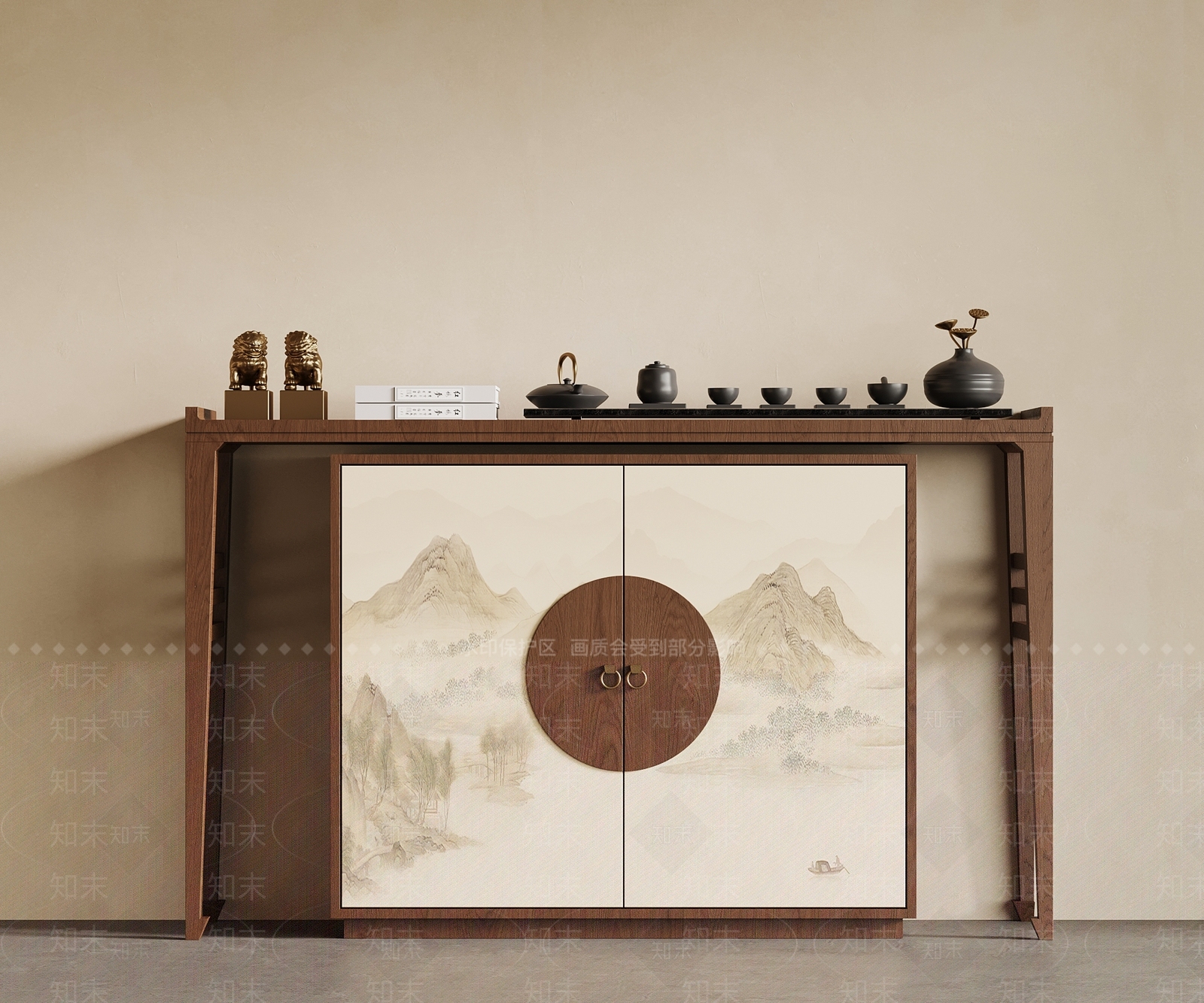 新中式条案SU模型下载【ID:1232303176】