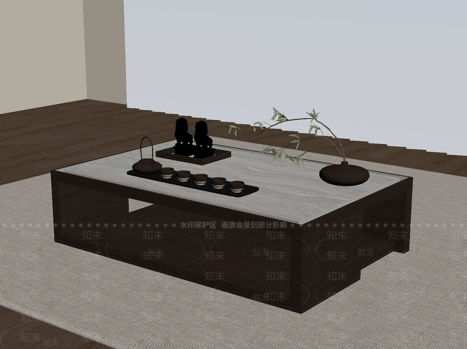 新中式边几SU模型下载【ID:1232303600】