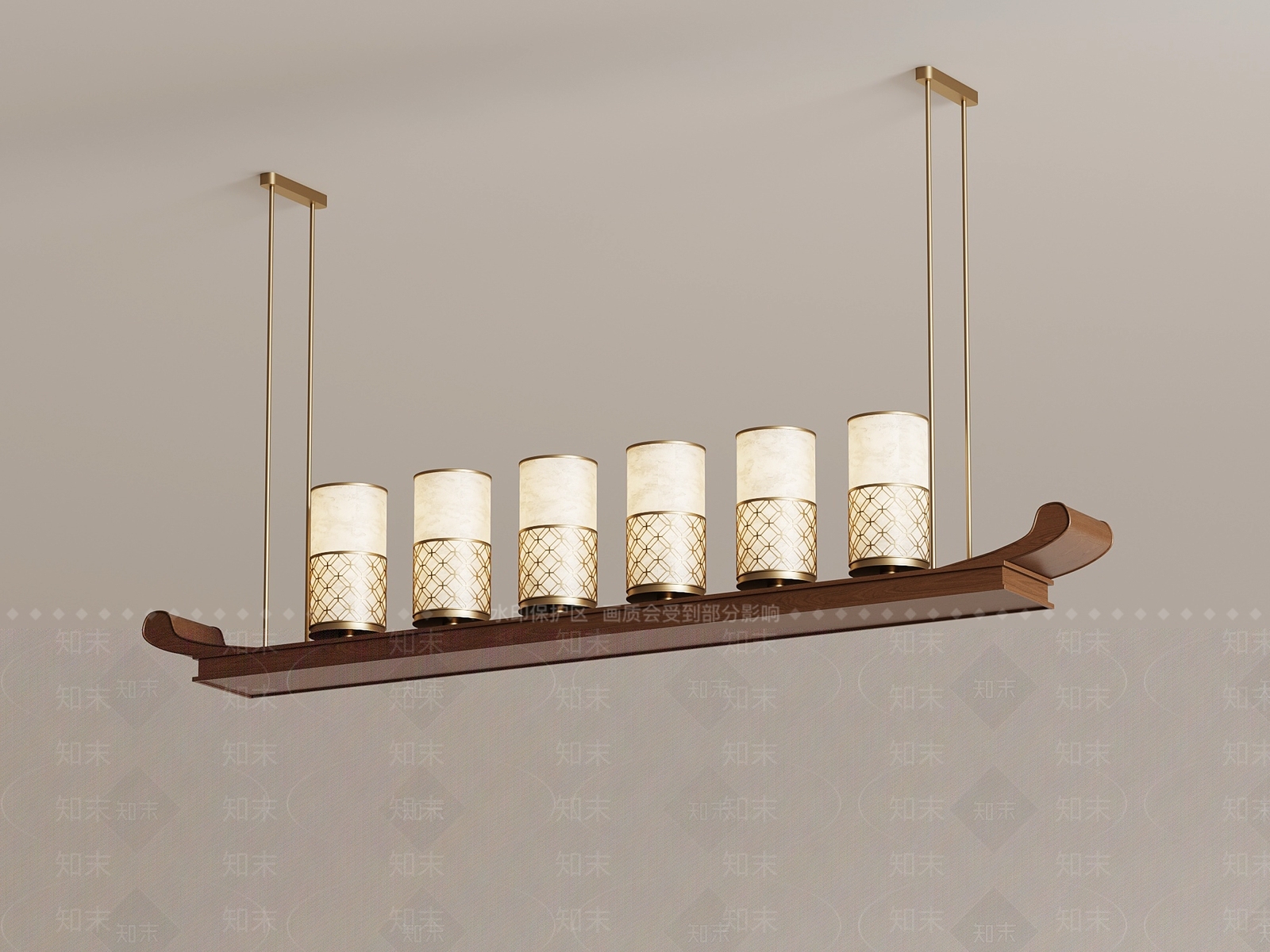 新中式长条吊灯3D模型下载【ID:1232304543】