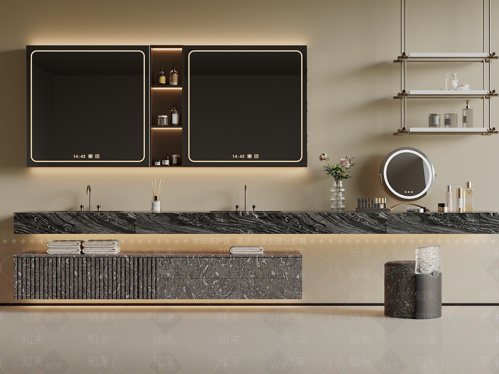轻奢浴室柜3D模型下载【ID:1232304607】