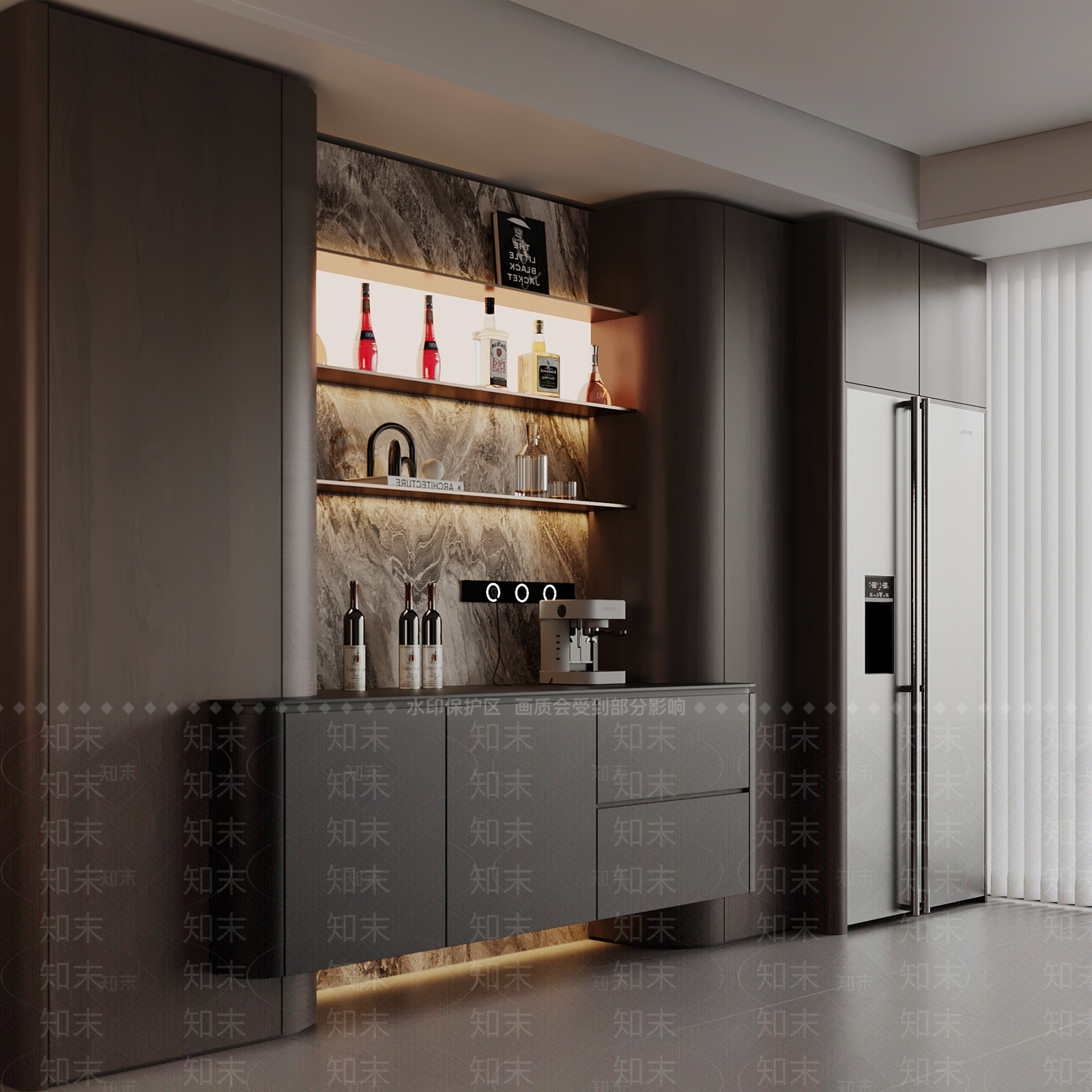 意式极简酒柜3D模型下载【ID:1232305167】