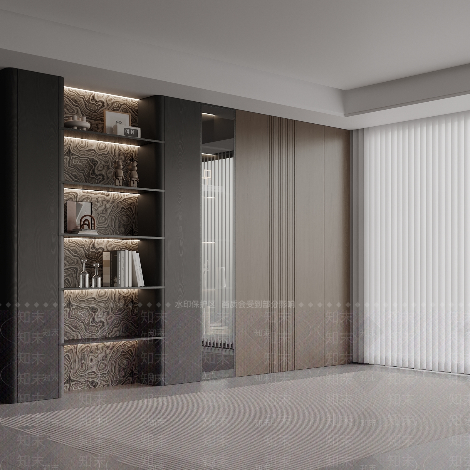 意式极简书柜3D模型下载【ID:1232306264】