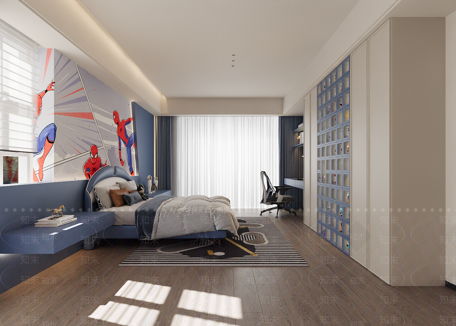 现代简约男孩房3D模型下载【ID:1232306393】